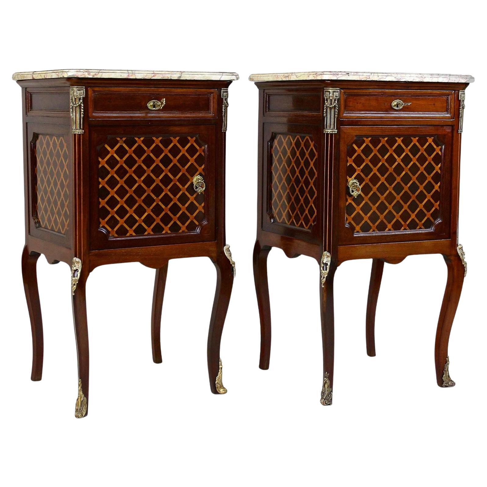 19th Century Pair Of Transitional Nightstands/ Side Tables, France ca. 1870 For Sale