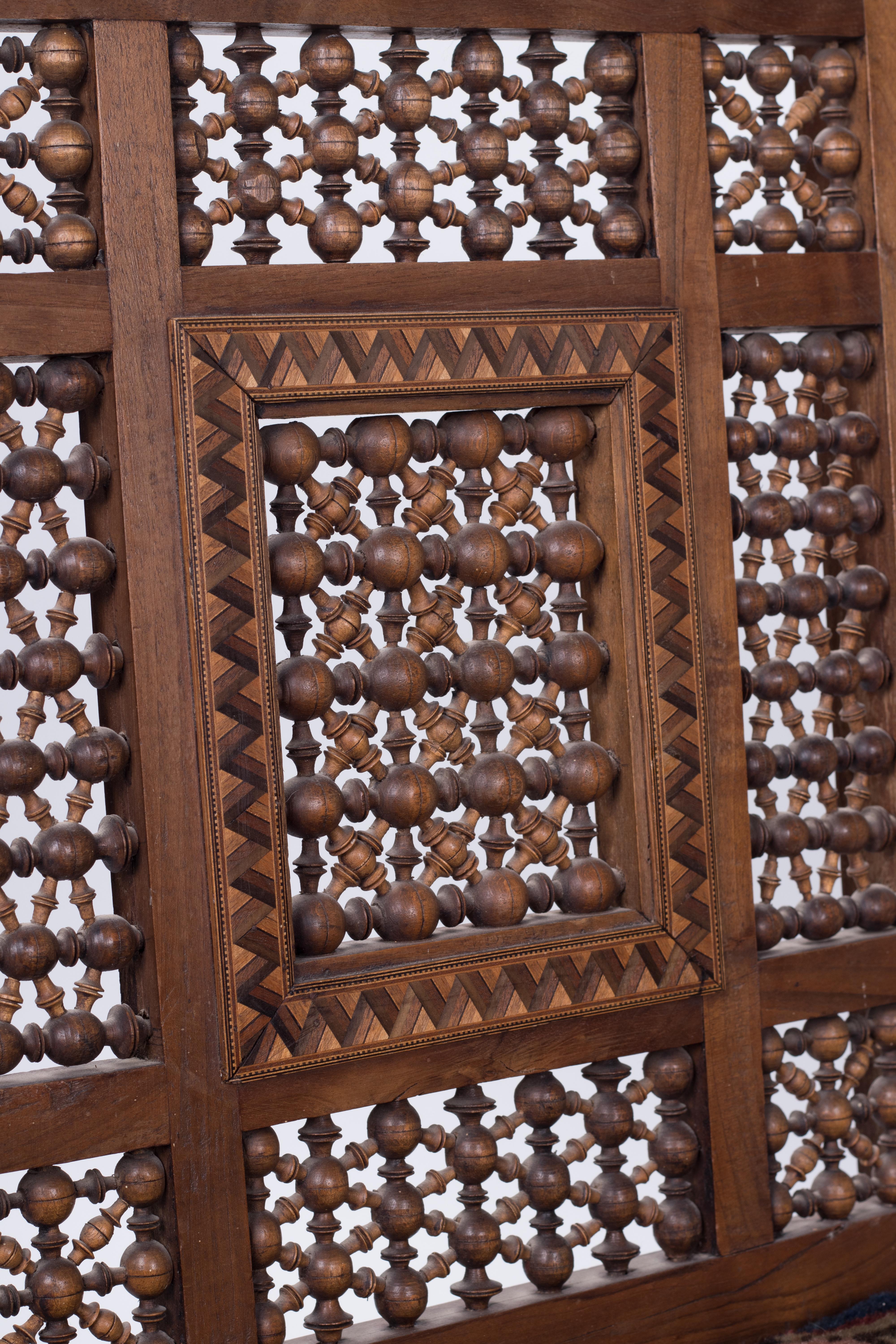 19th Century Pair of Turkish Richly Decorated Hand Carved Wooden Chairs 4