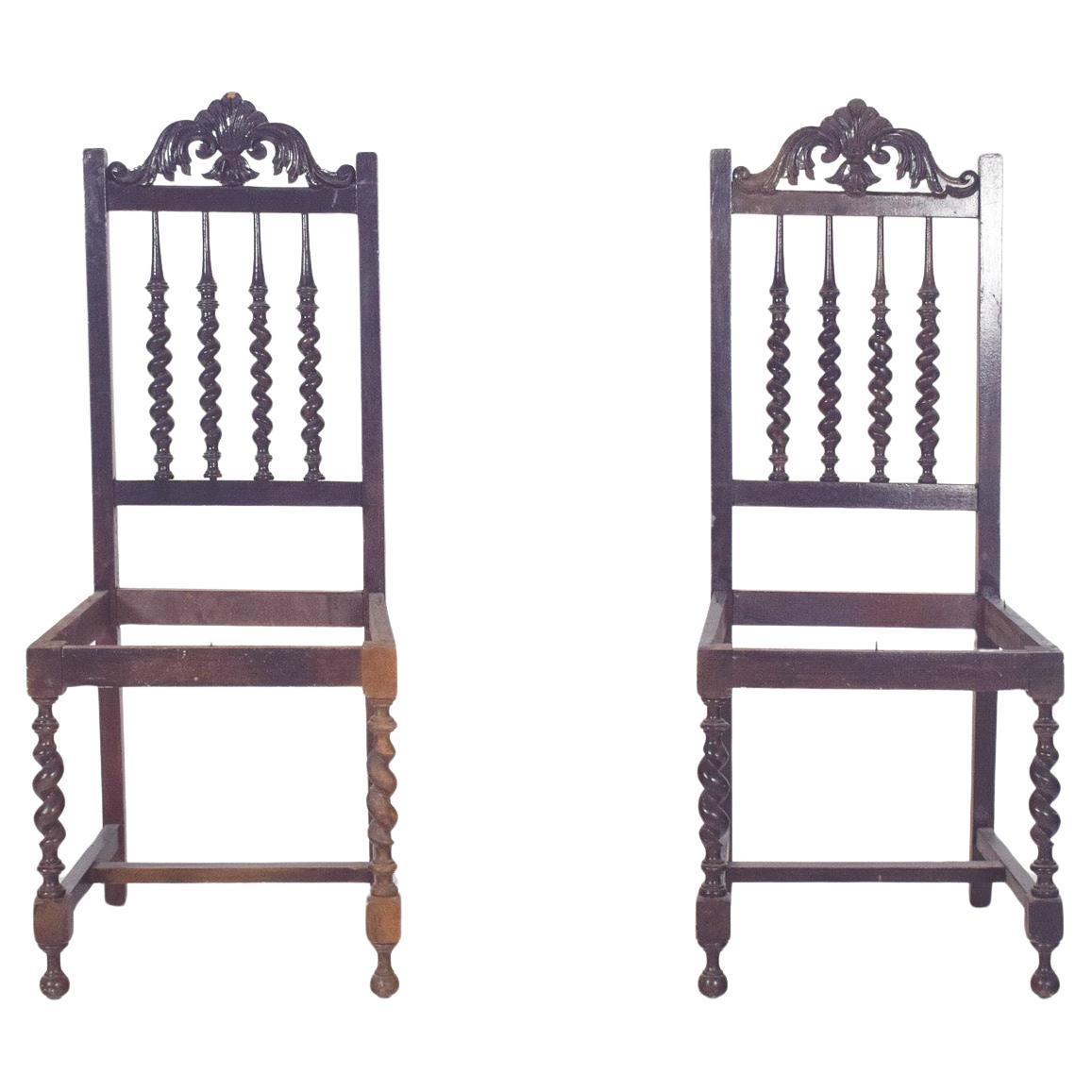 19th Century Pair of Turned Dining Chairs