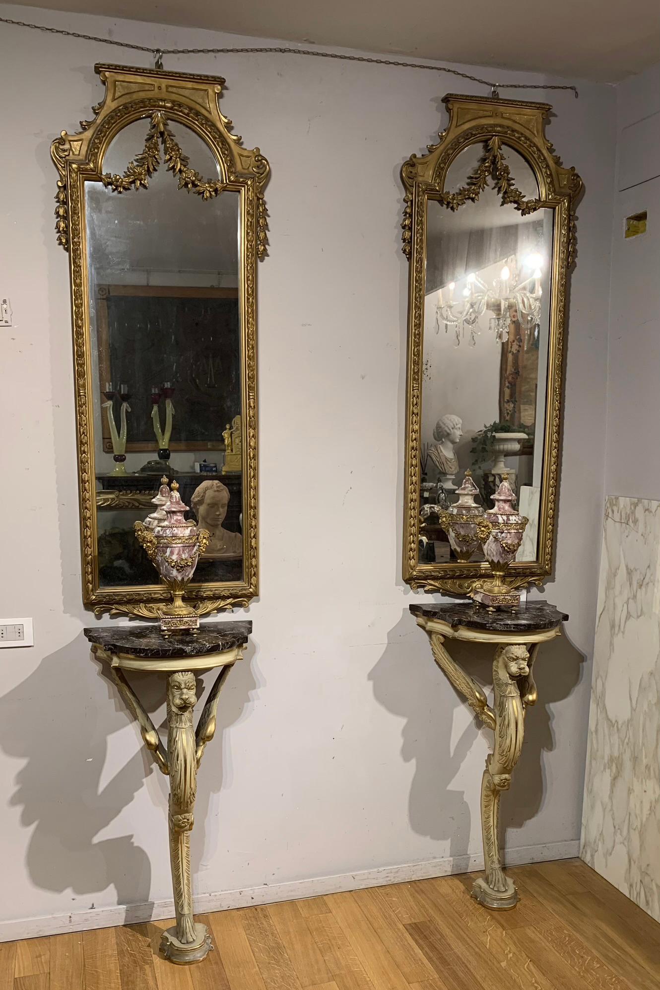 19th CENTURY PAIR OF TUSCAN MIRRORS IN NEOCLASSIC STYLE For Sale 2