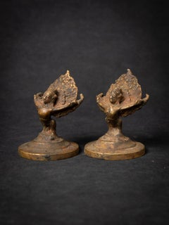 19th century Pair of two antique bronze Nepali Garuda statues from Nepal