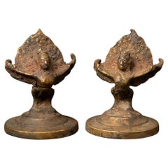 19th century Pair of two antique bronze Nepali Garuda statues from Nepal