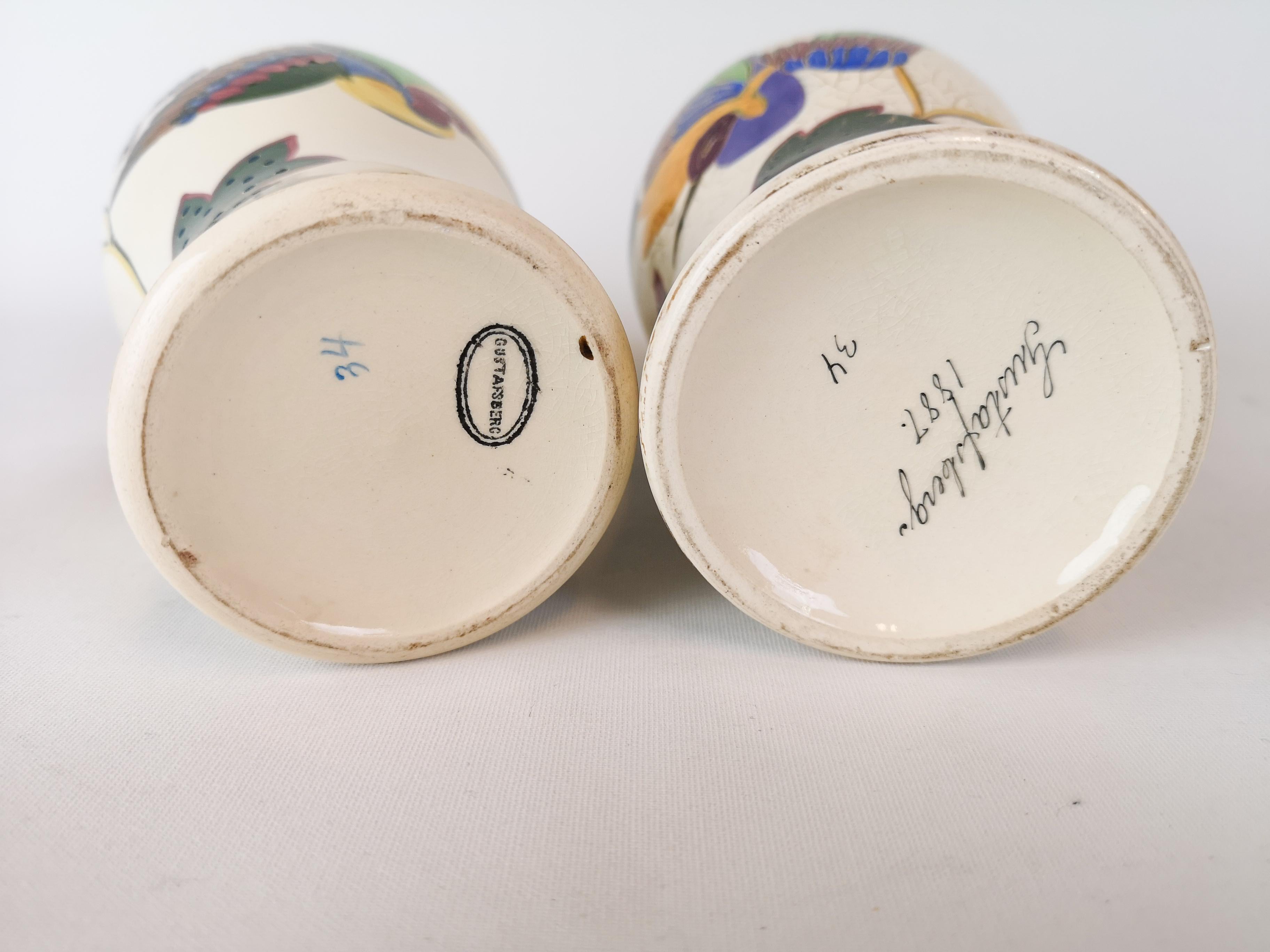 19th Century Pair of Vases Art Nouveau Gustavsberg, Sweden 3