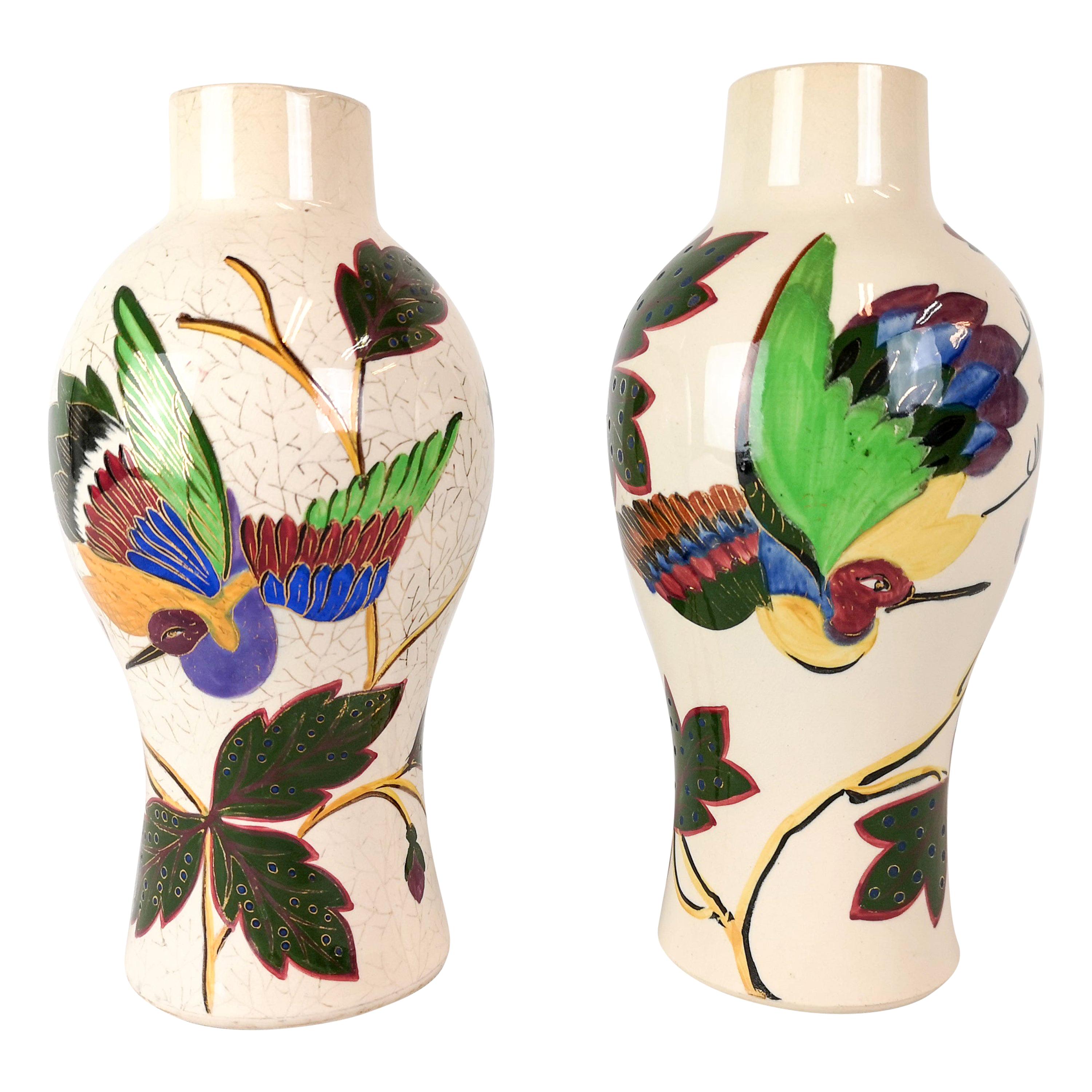 19th Century Pair of Vases Art Nouveau Gustavsberg, Sweden
