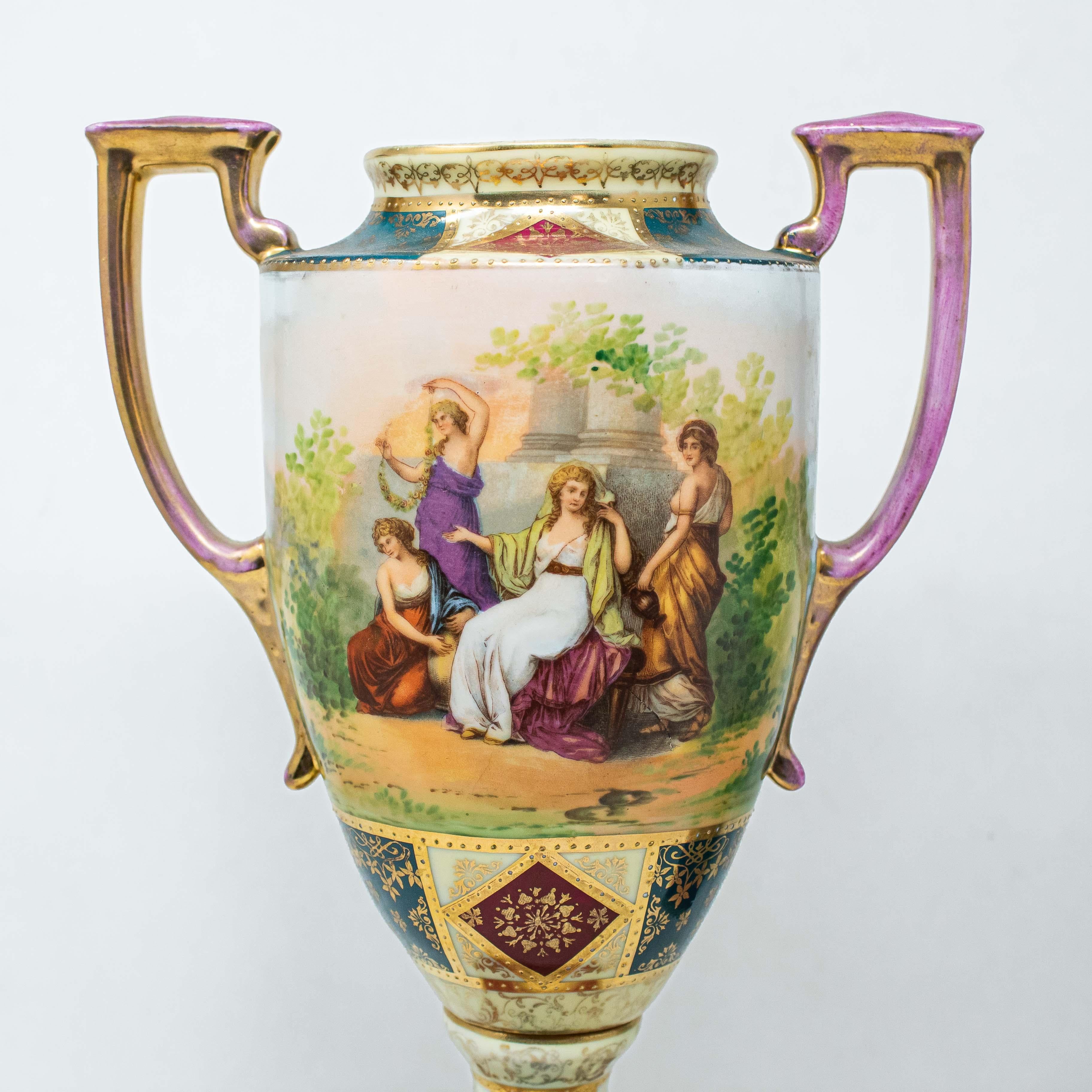 19th Century Pair of Vases Porcelain Austrian Workshop For Sale 7