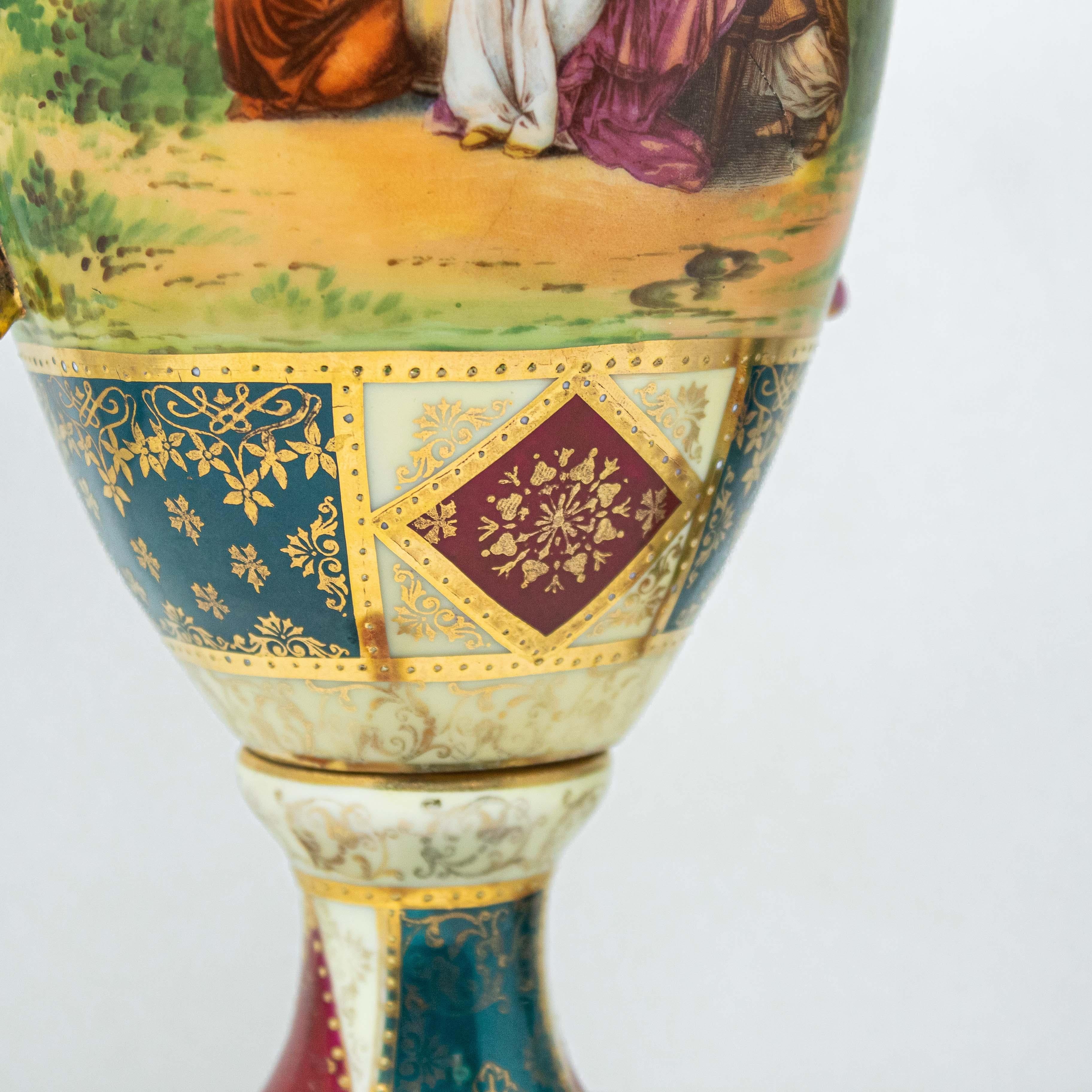19th Century Pair of Vases Porcelain Austrian Workshop For Sale 8