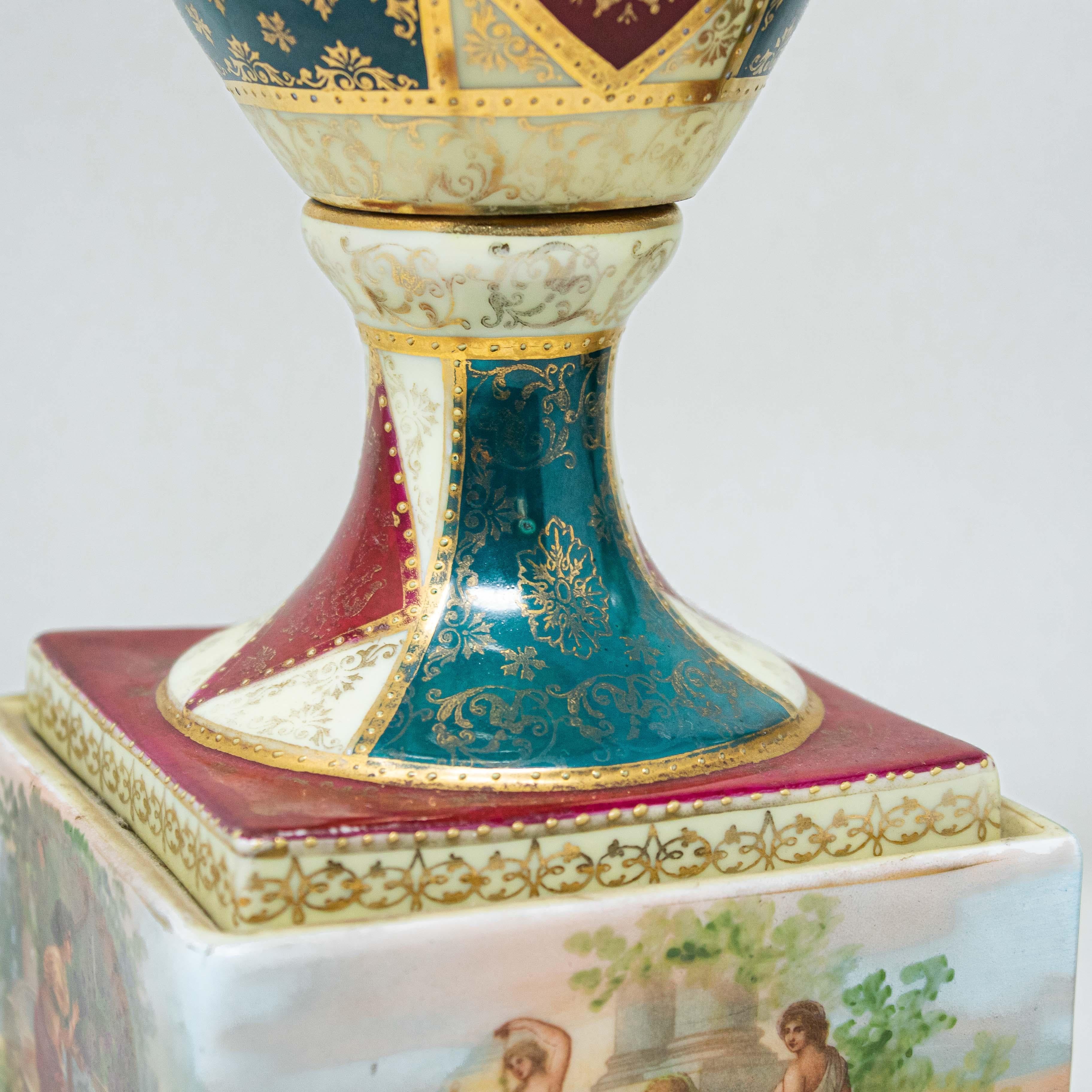 19th Century Pair of Vases Porcelain Austrian Workshop For Sale 9