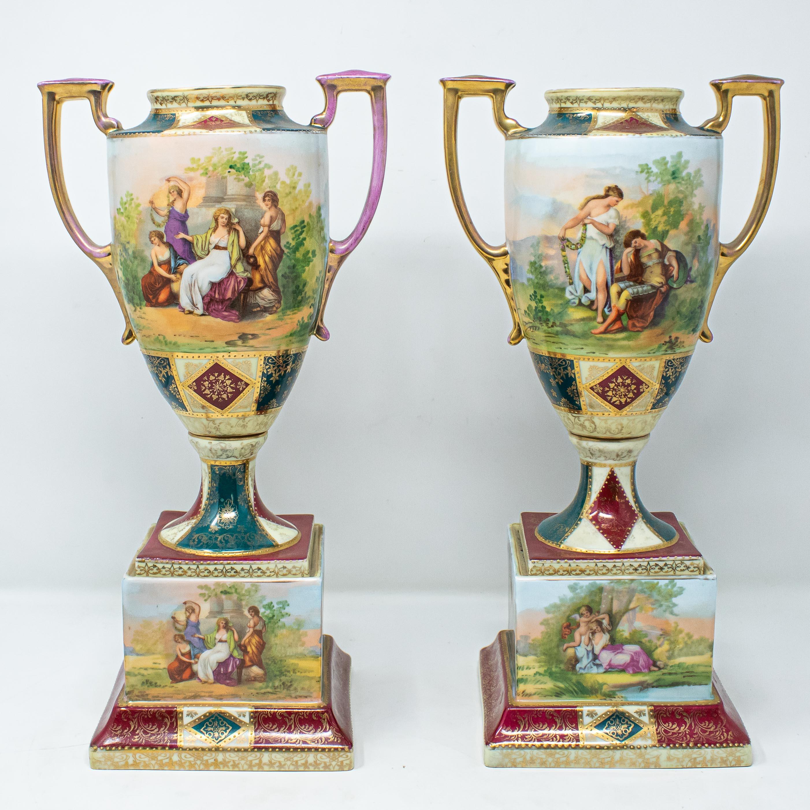 19th Century Pair of Vases Porcelain Austrian Workshop For Sale 10
