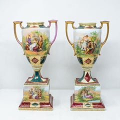 19th Century Pair of Vases Porcelain Austrian Workshop