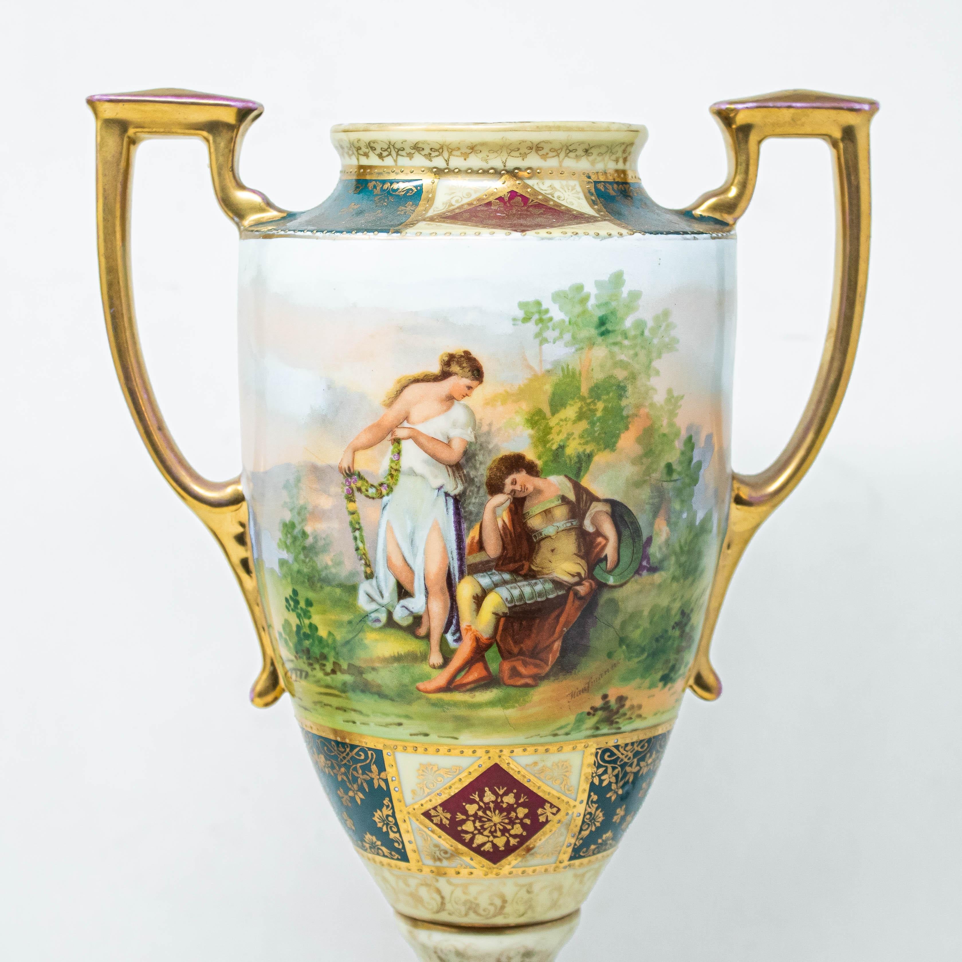 19th Century Pair of Vases Porcelain Austrian Workshop For Sale 4