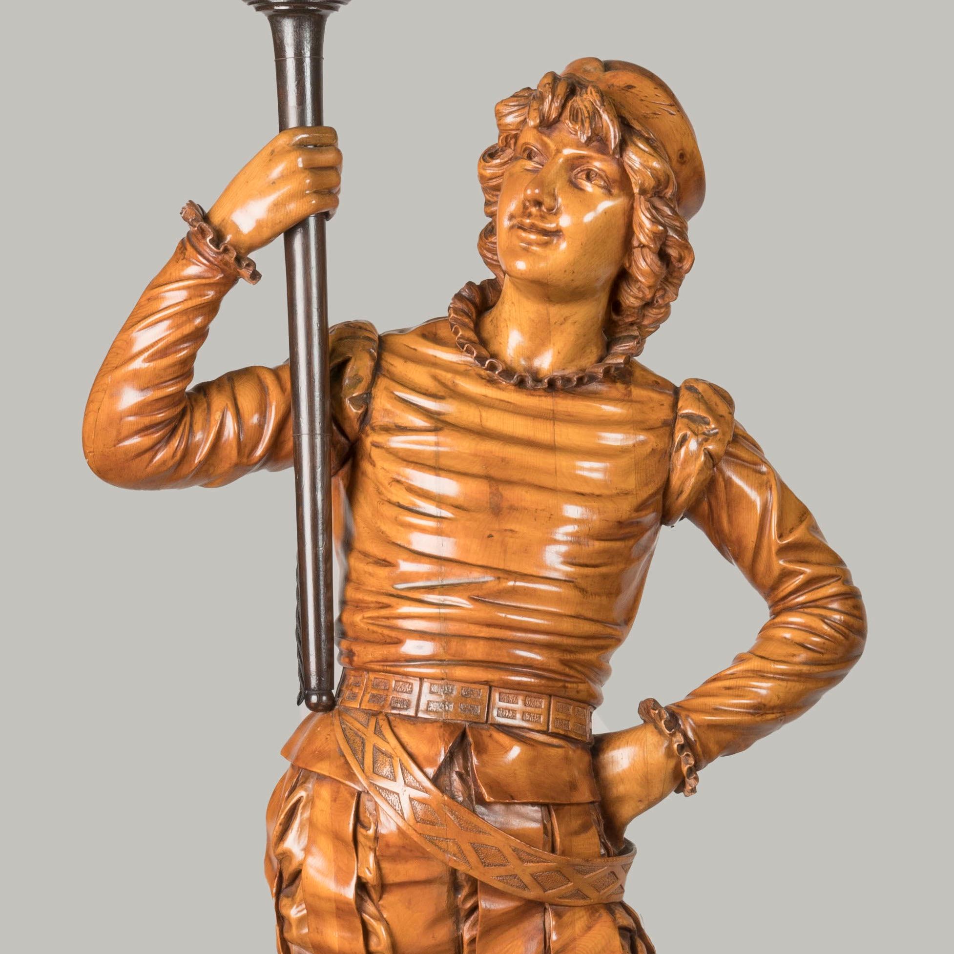 19th Century Pair of Venetian Carved Figural Floor Lights attributed to Besarel For Sale 6