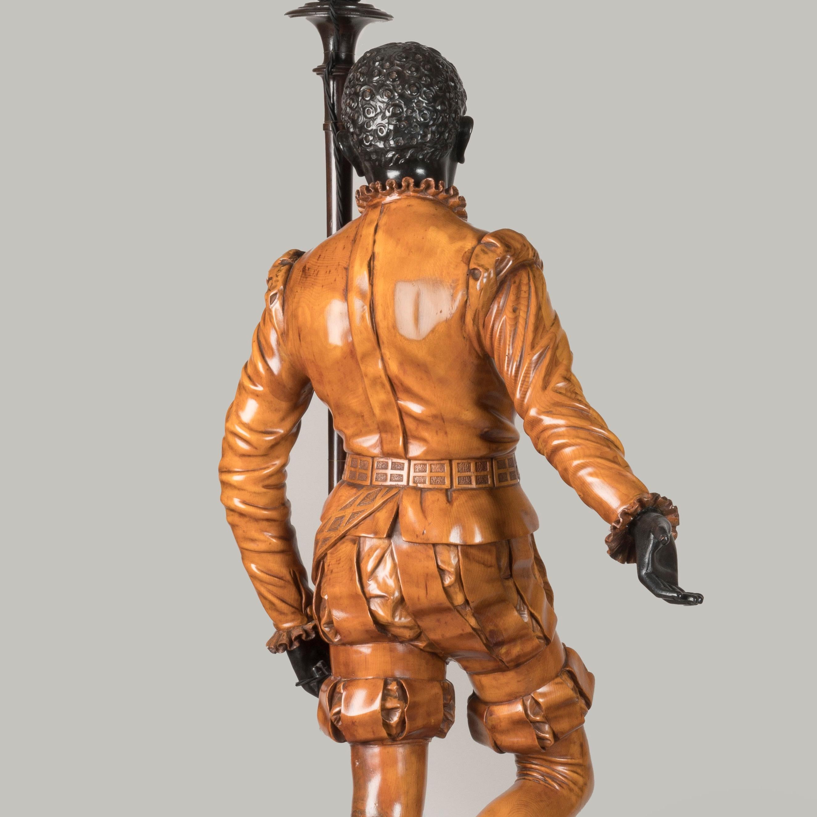 19th Century Pair of Venetian Carved Figural Floor Lights attributed to Besarel For Sale 1