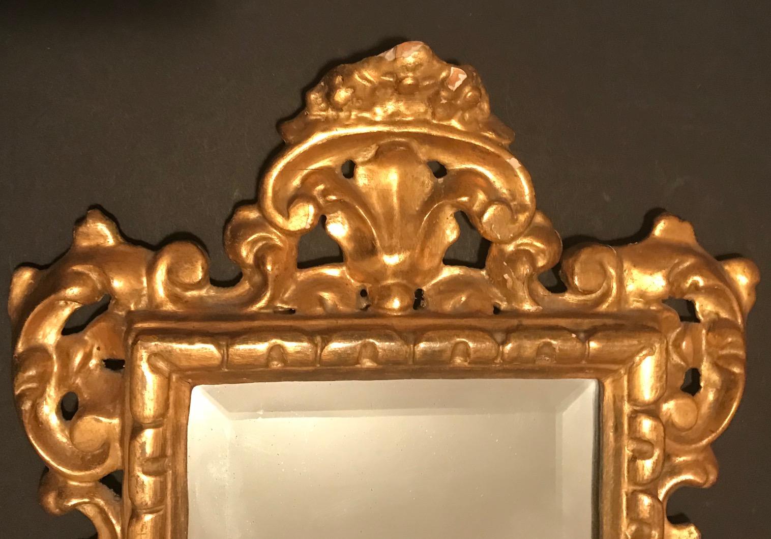 Baroque 19th Century Pair of Venetian Hand-Carved, Gilded Mirrors, Italy