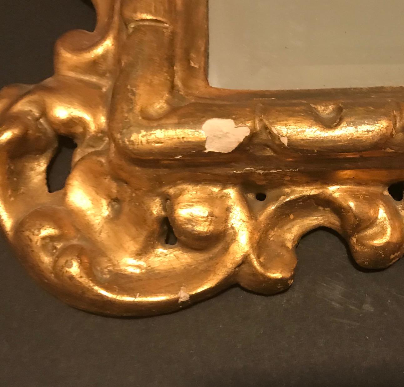 19th Century Pair of Venetian Hand-Carved, Gilded Mirrors, Italy In Good Condition In Vero Beach, FL