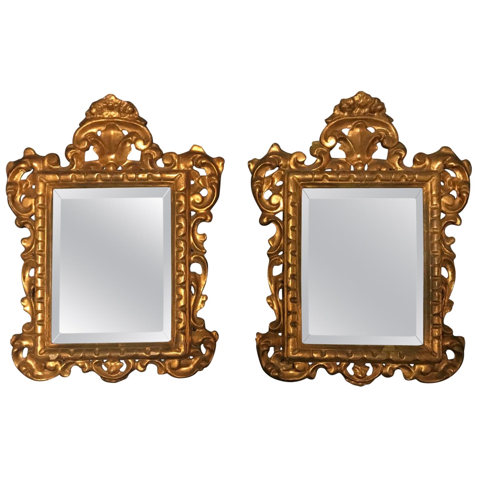 19th Century Pair of Venetian Hand-Carved, Gilded Mirrors, Italy