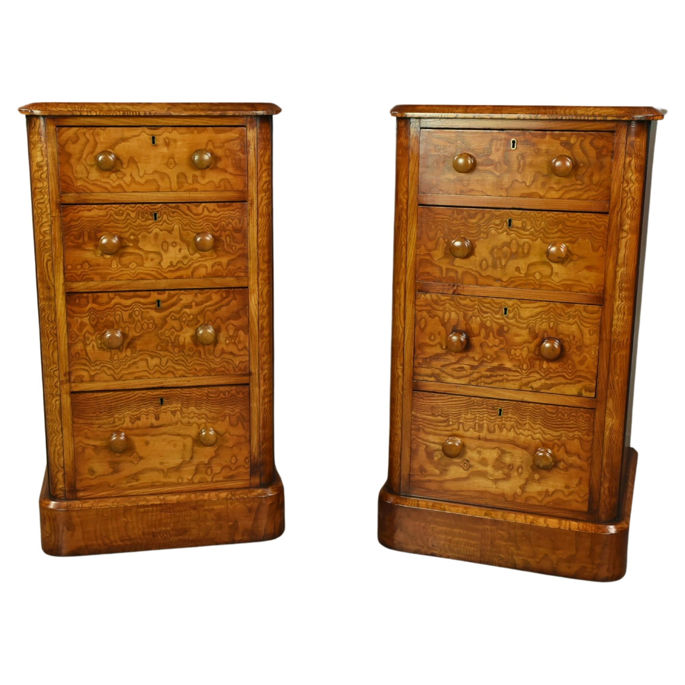 19th century pair of Victorian bedside chests of drawers night stands