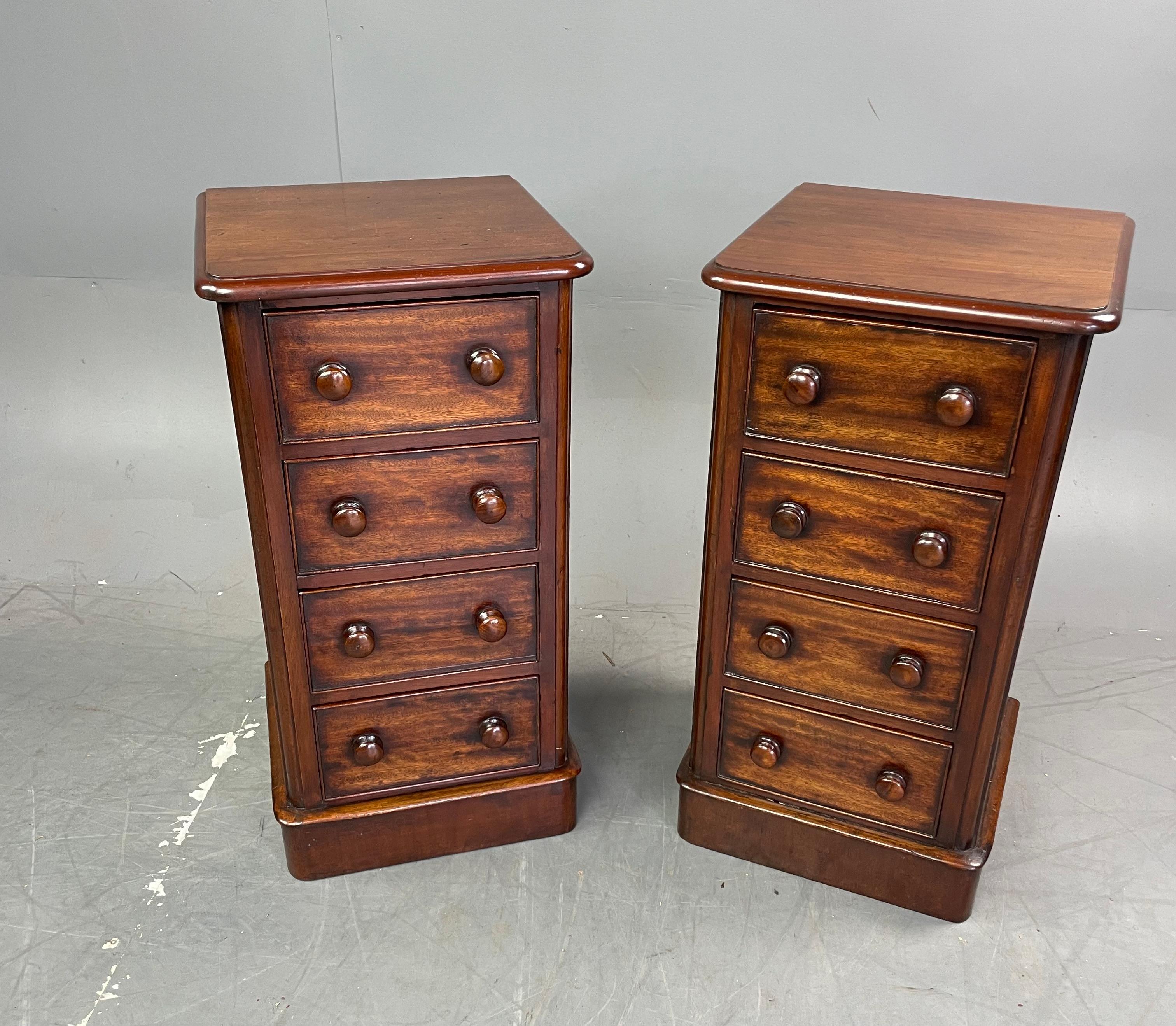 English 19th century pair of Victorian bedside chests of drawers nite lockers 
