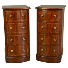 19th century pair of Victorian bow front bedside chests of drawers 