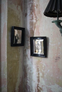 19th Century Pair of Victorian Cut & Faceted Glass Mirrors Ebonised Frames