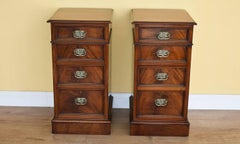19th Century Pair of Victorian Flame Mahogany Bedside Chests
