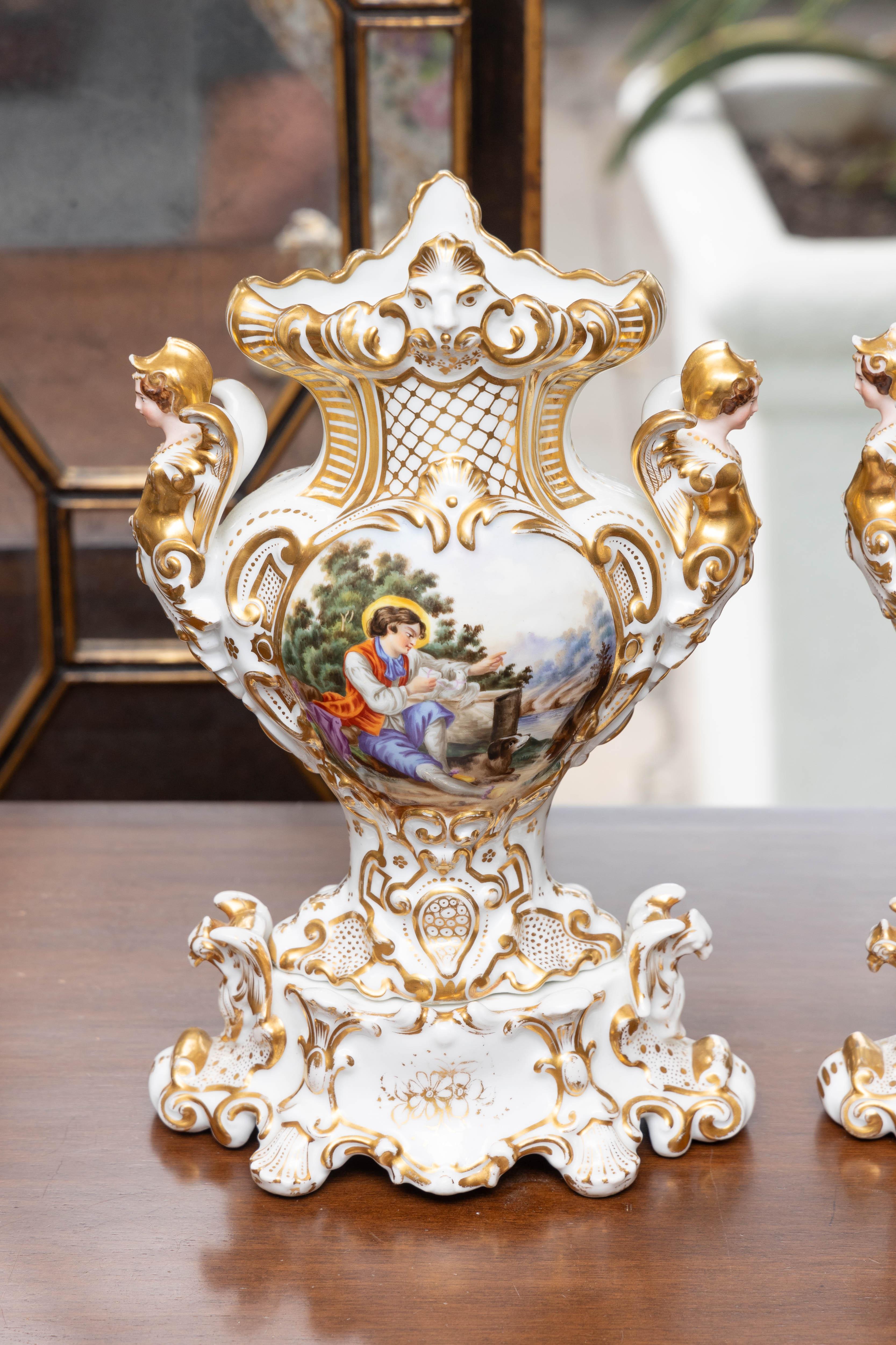 Other 19th Century Pair of Vieux Paris Vases For Sale