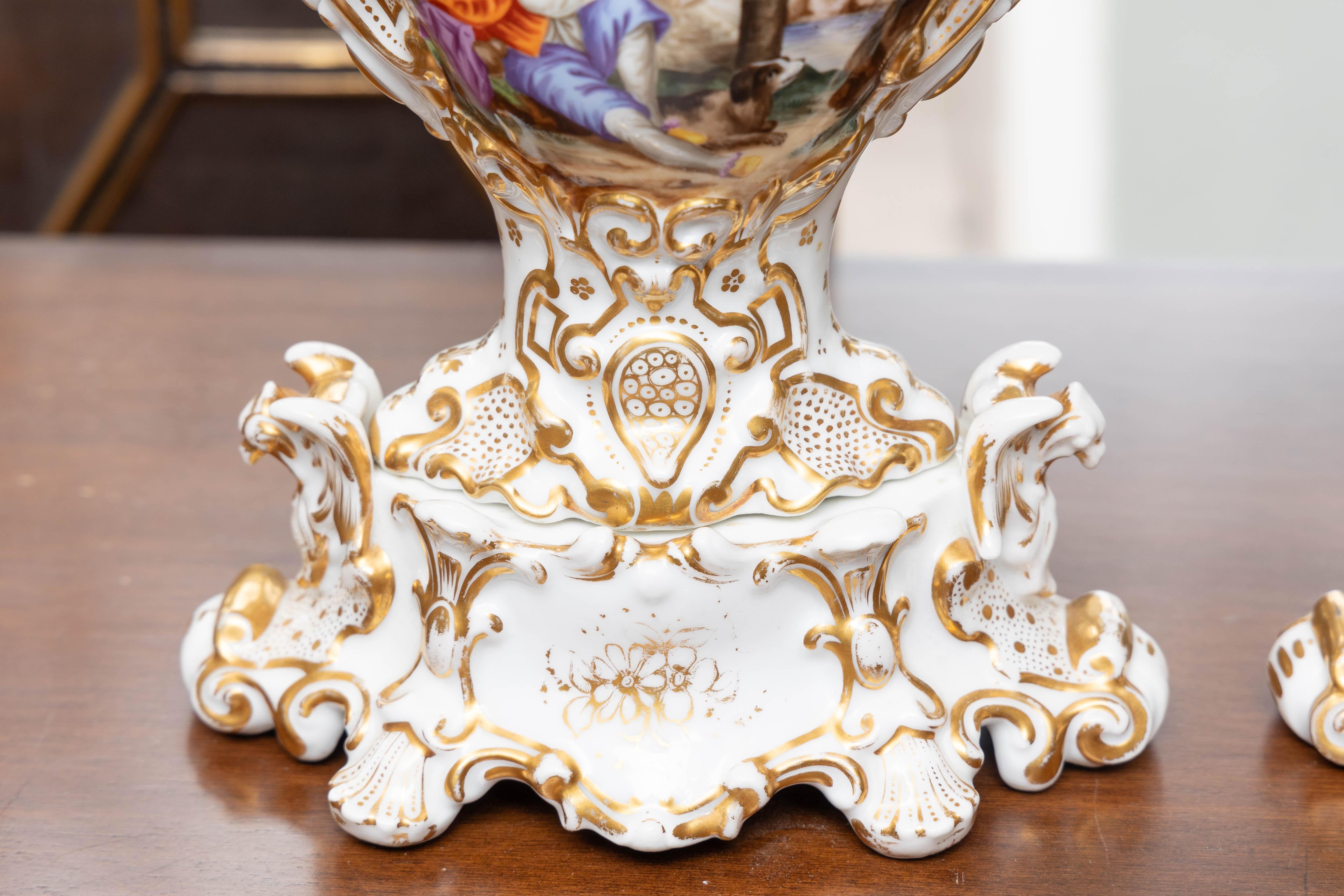 French 19th Century Pair of Vieux Paris Vases For Sale