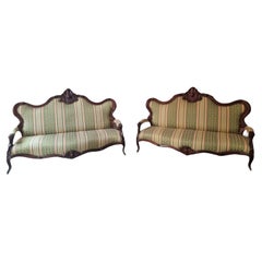 Antique 19th century pair of walnut sofas