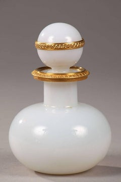 19th Century Pair of White Opaline Perfume Bottles
