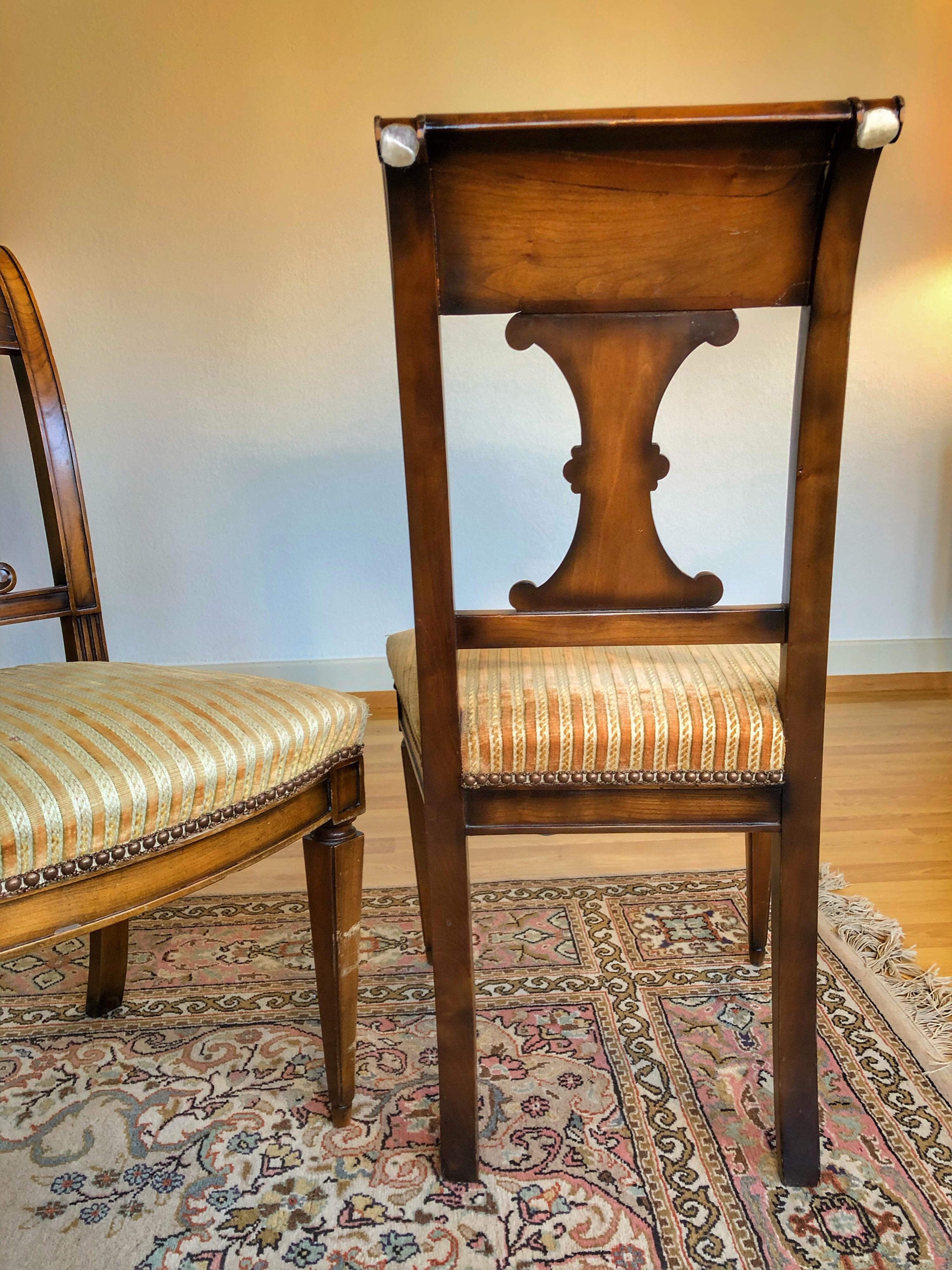 Early 19th Century SALE Pair of Wooden Neoclassical Empire Side Chairs Biedermeier ON SALE 