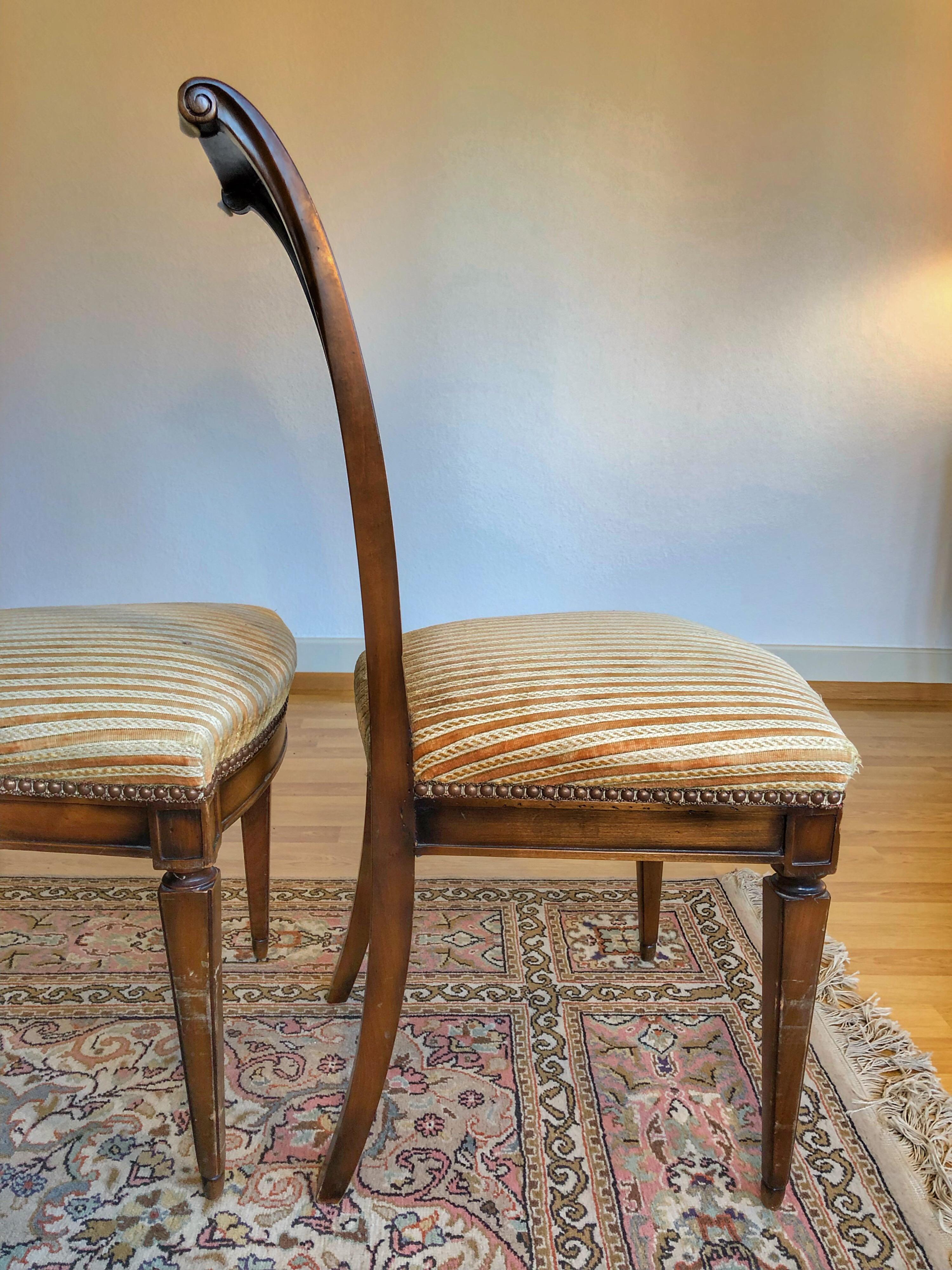 SALE Pair of Wooden Neoclassical Empire Side Chairs Biedermeier ON SALE  1