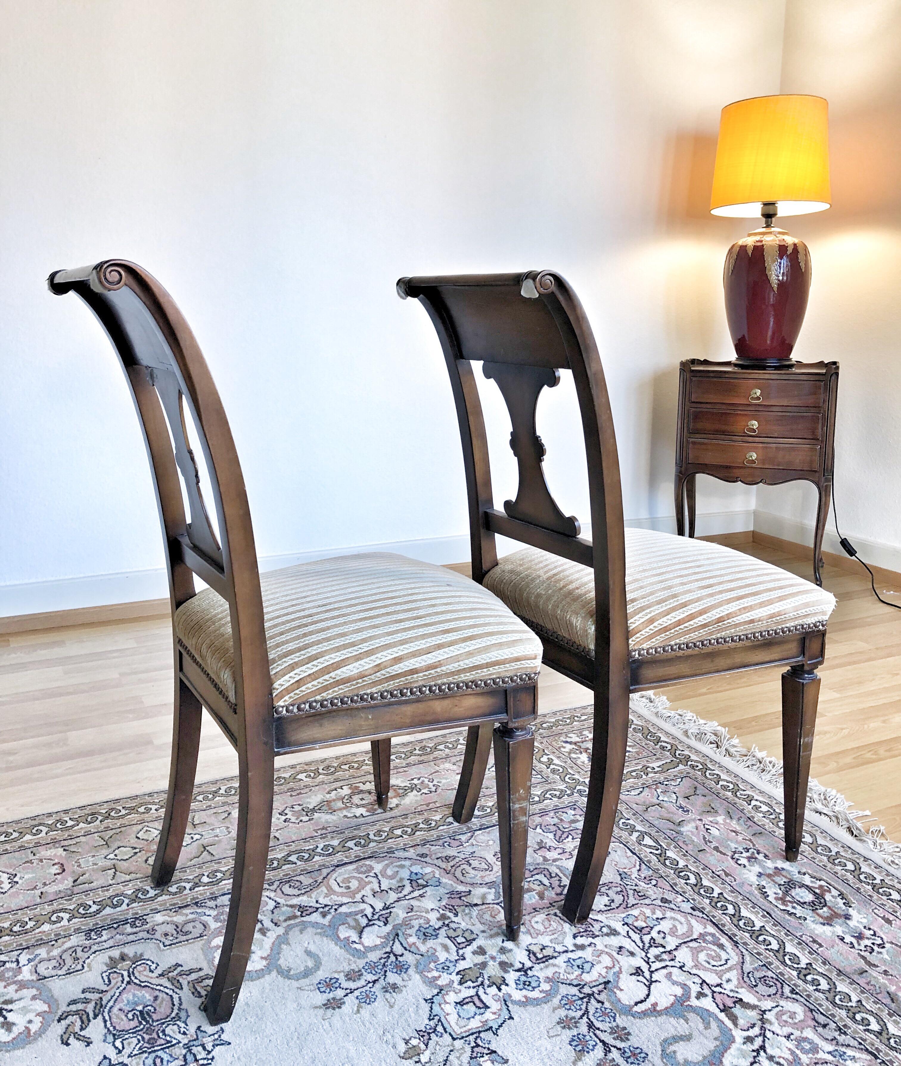 SALE Pair of Wooden Neoclassical Empire Side Chairs Biedermeier ON SALE  2