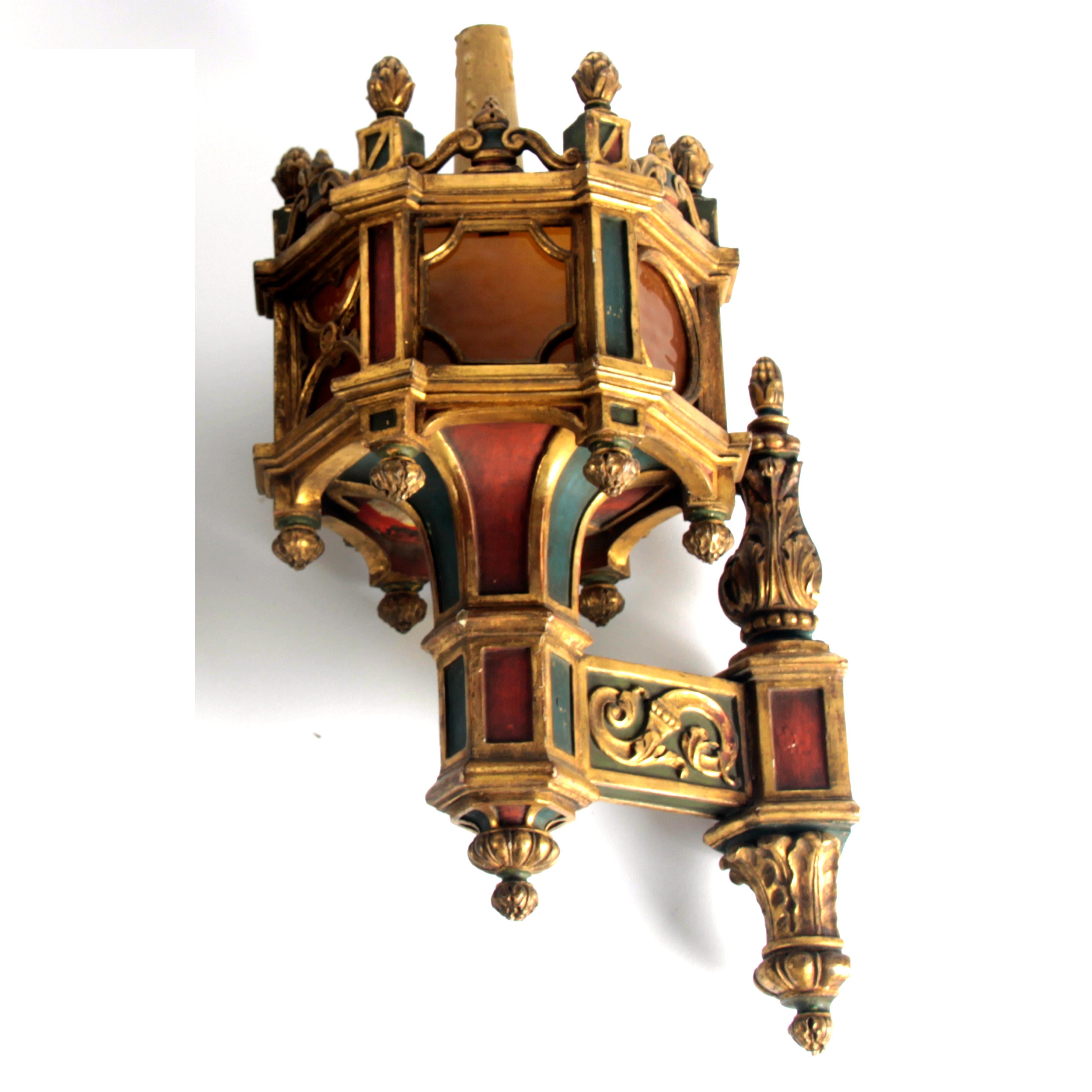 19th Century Pair of Wooden Wall Chandeliers For Sale 1