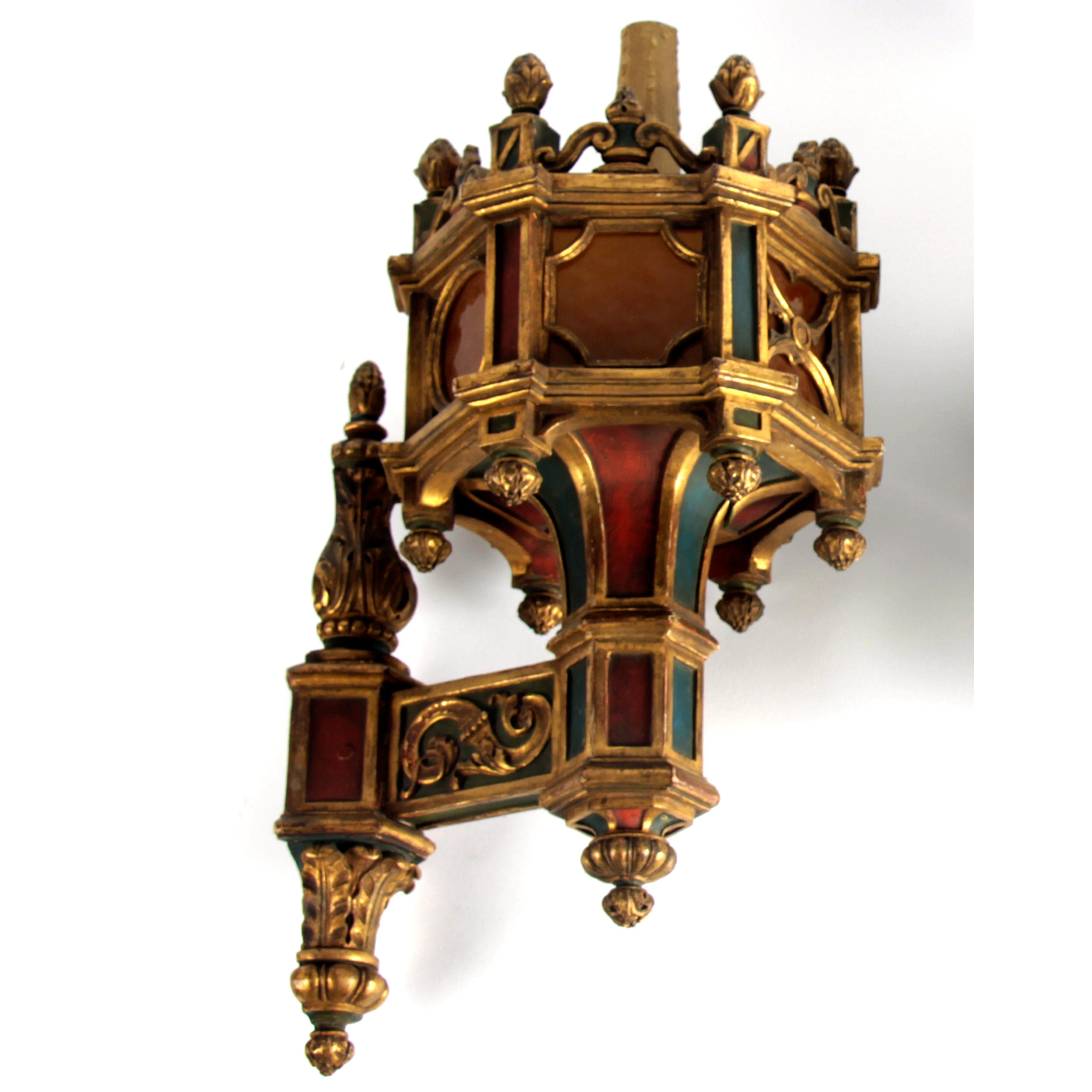 19th Century Pair of Wooden Wall Chandeliers For Sale 2