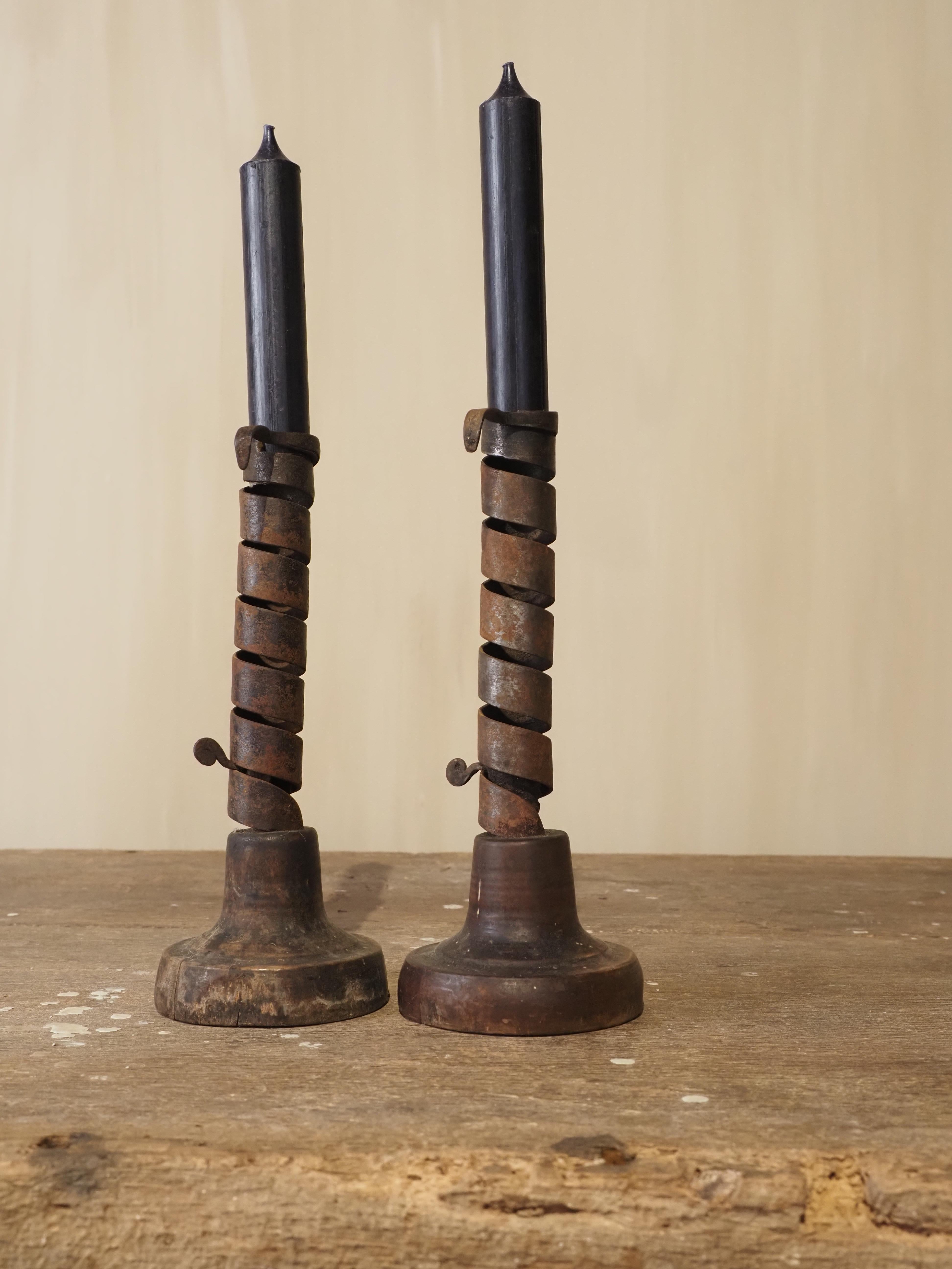 French Provincial 19th Century pair of wrought iron 