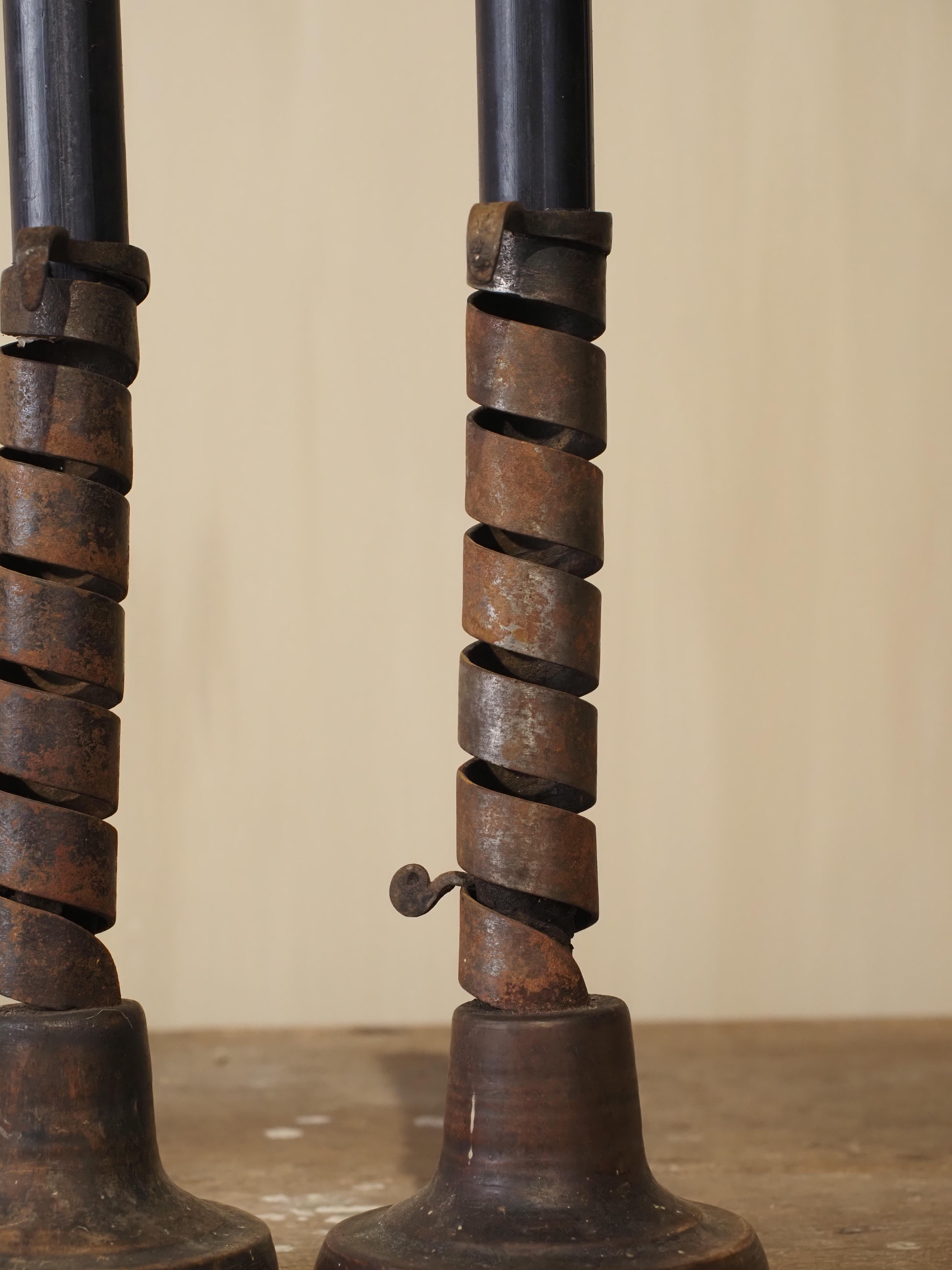 French 19th Century pair of wrought iron 