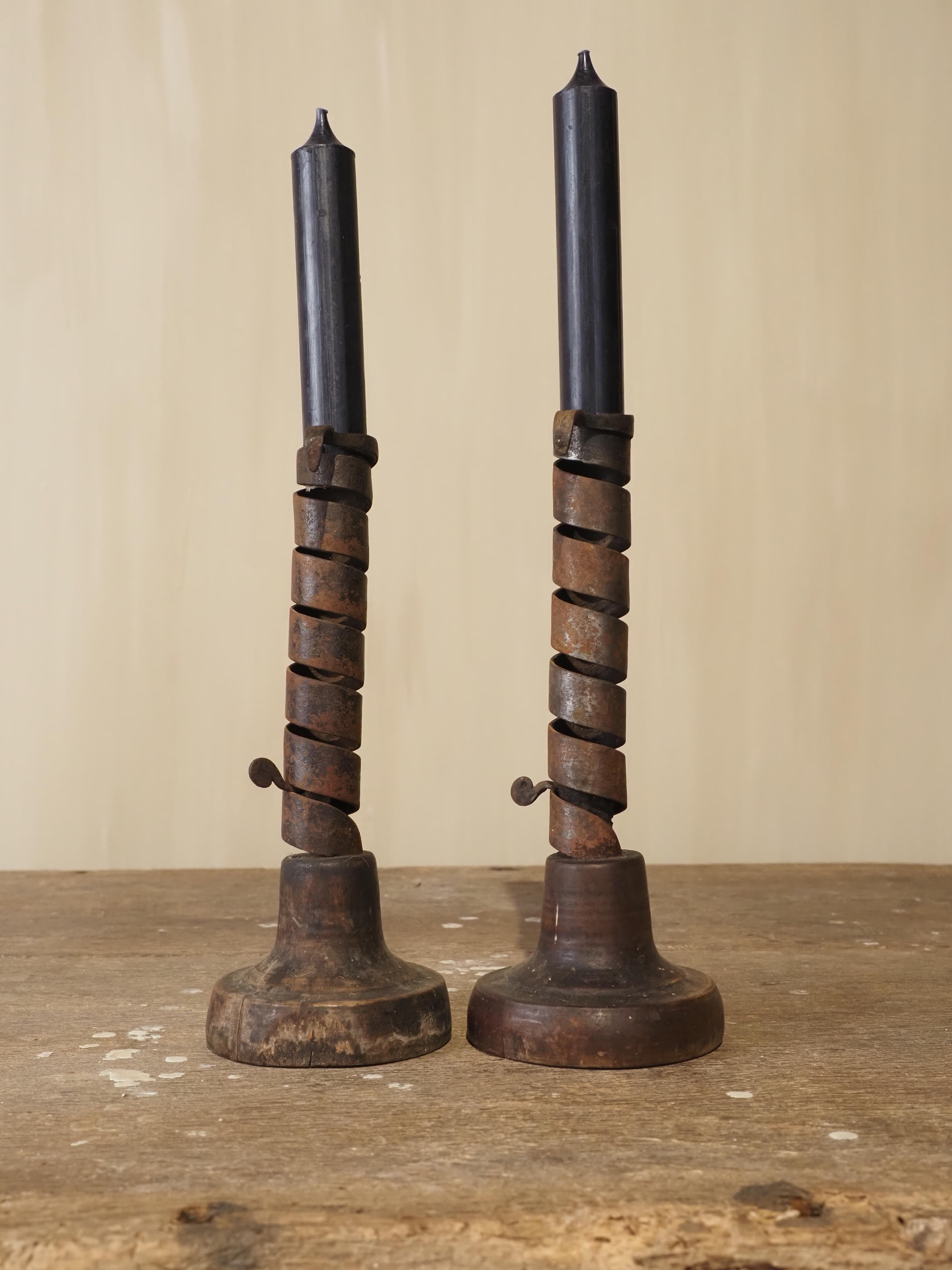 19th Century pair of wrought iron 
