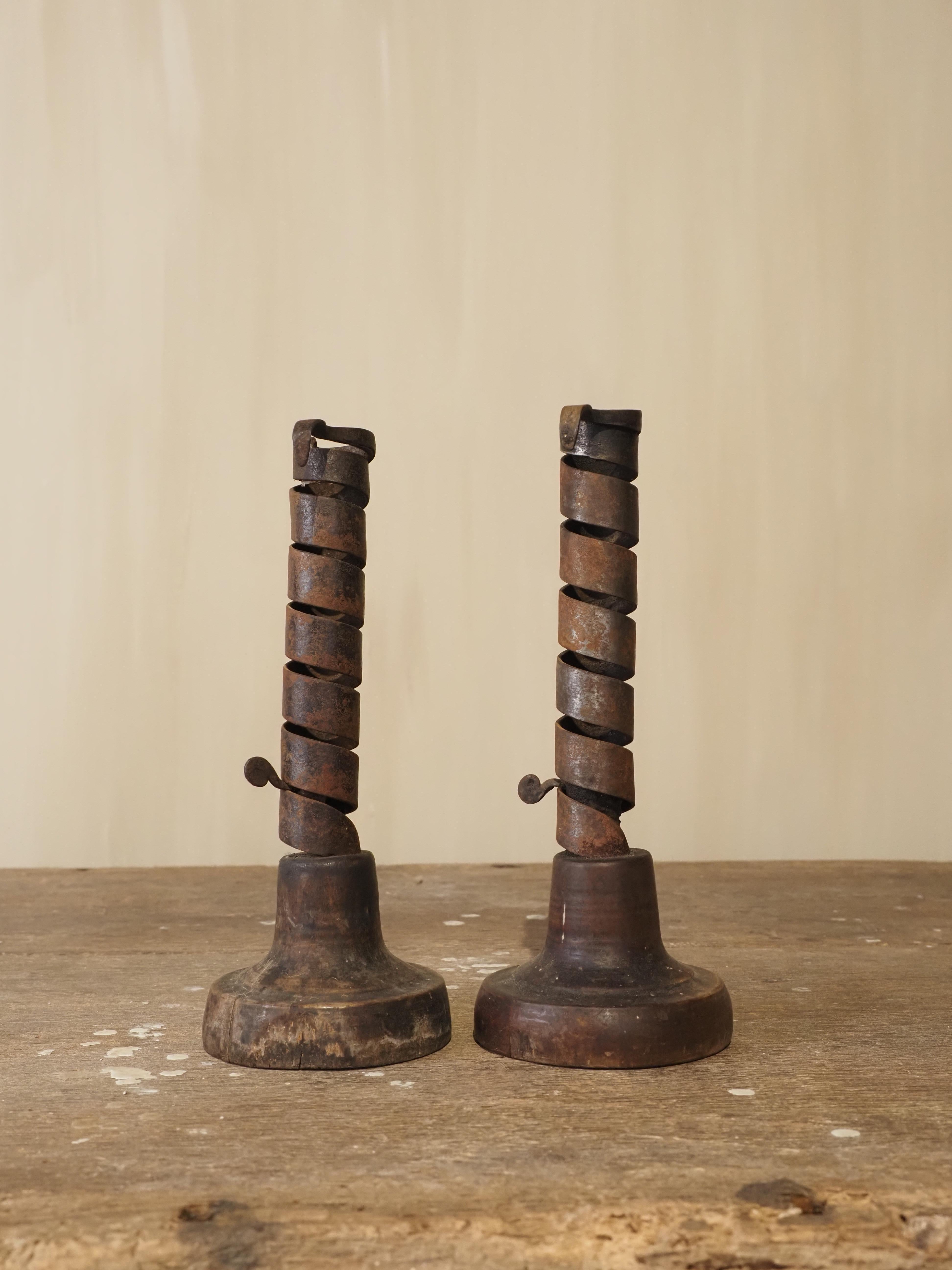 Wrought Iron 19th Century pair of wrought iron 