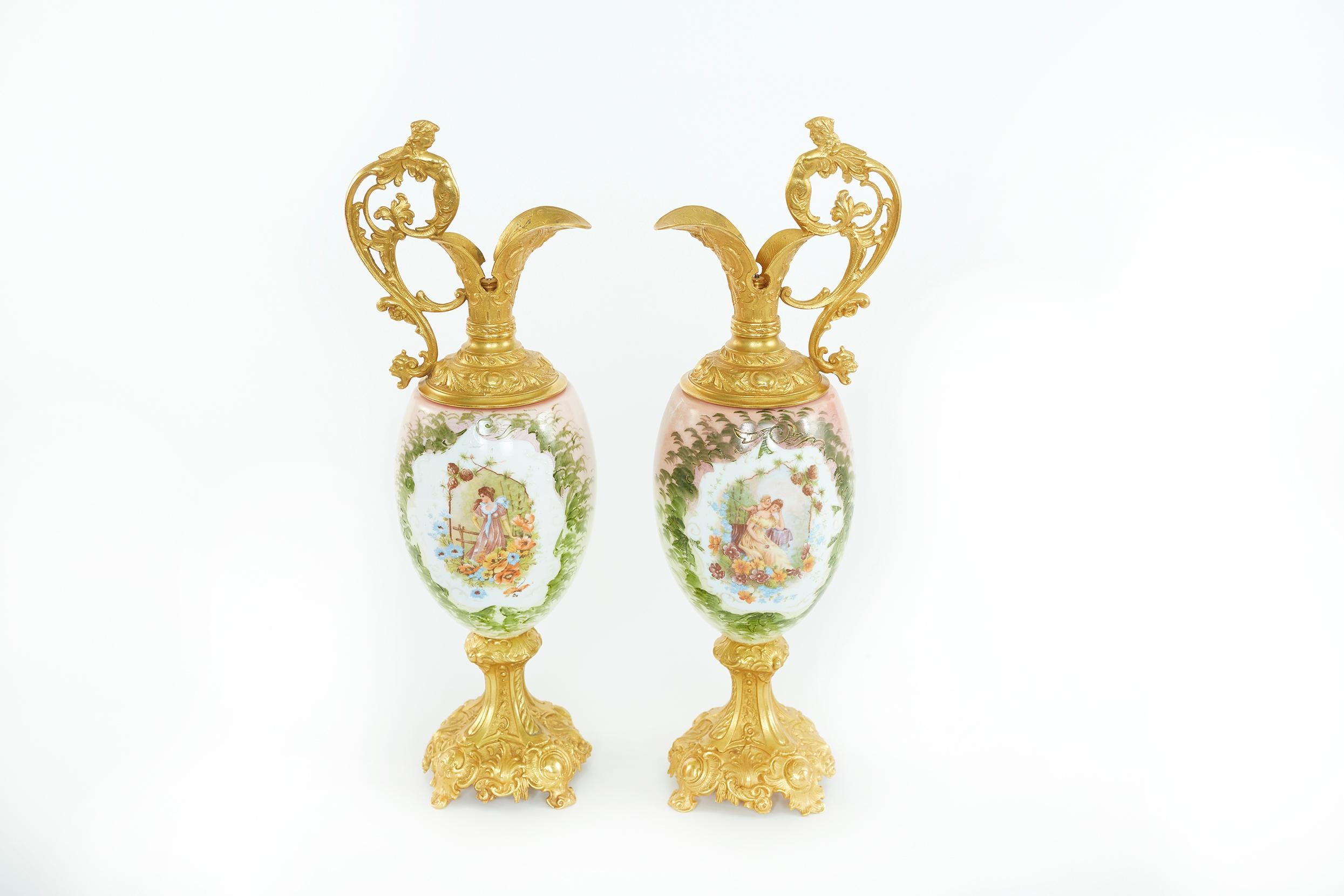 19th Century Pair Ormolu Mounted Two Handled Vase For Sale 7