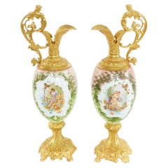 19th Century Pair Ormolu Mounted Two Handled Vase