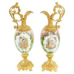 19th Century Pair Ormolu Mounted Two Handled Vase