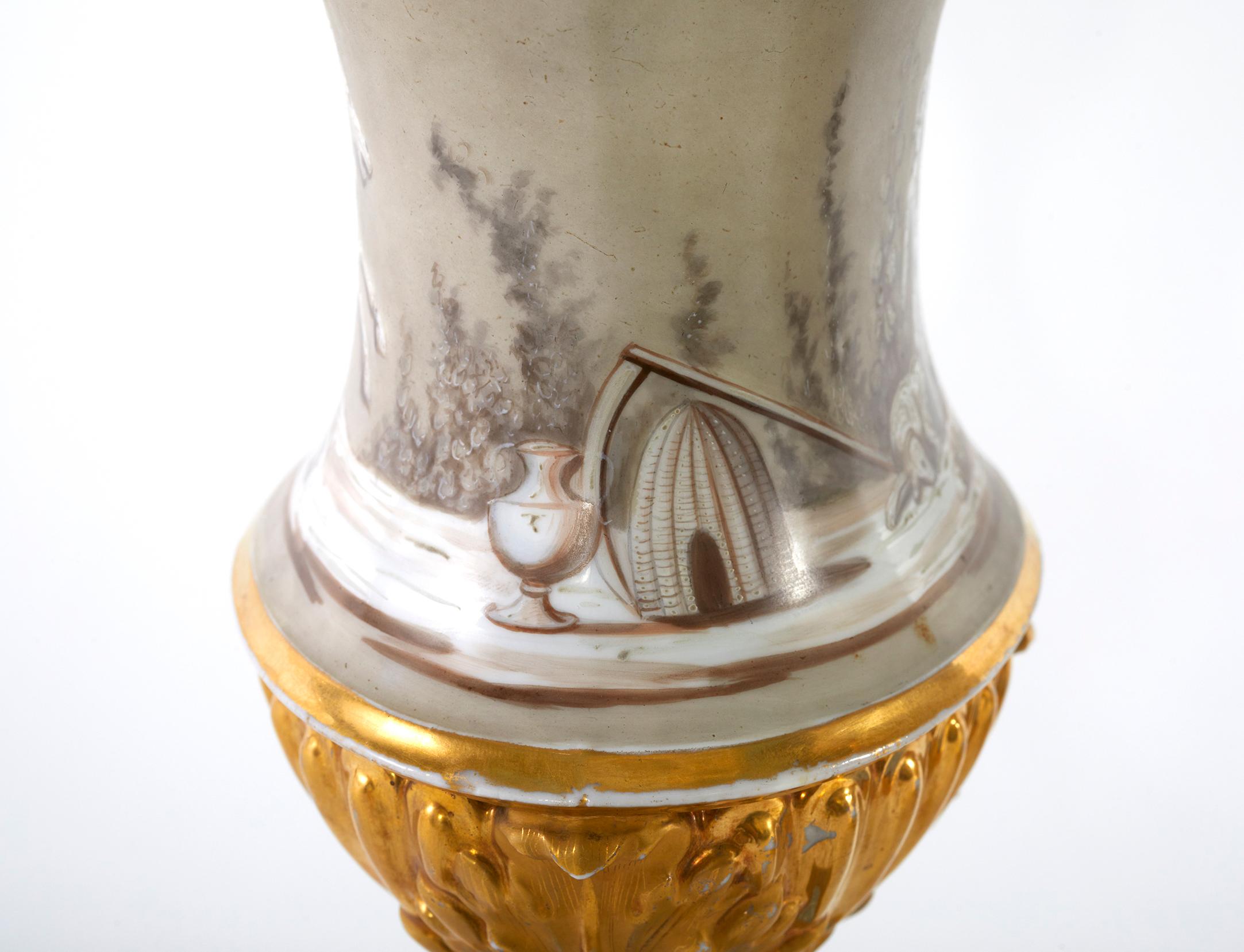 19th Century Pair Porcelain Vases / Urns For Sale 3