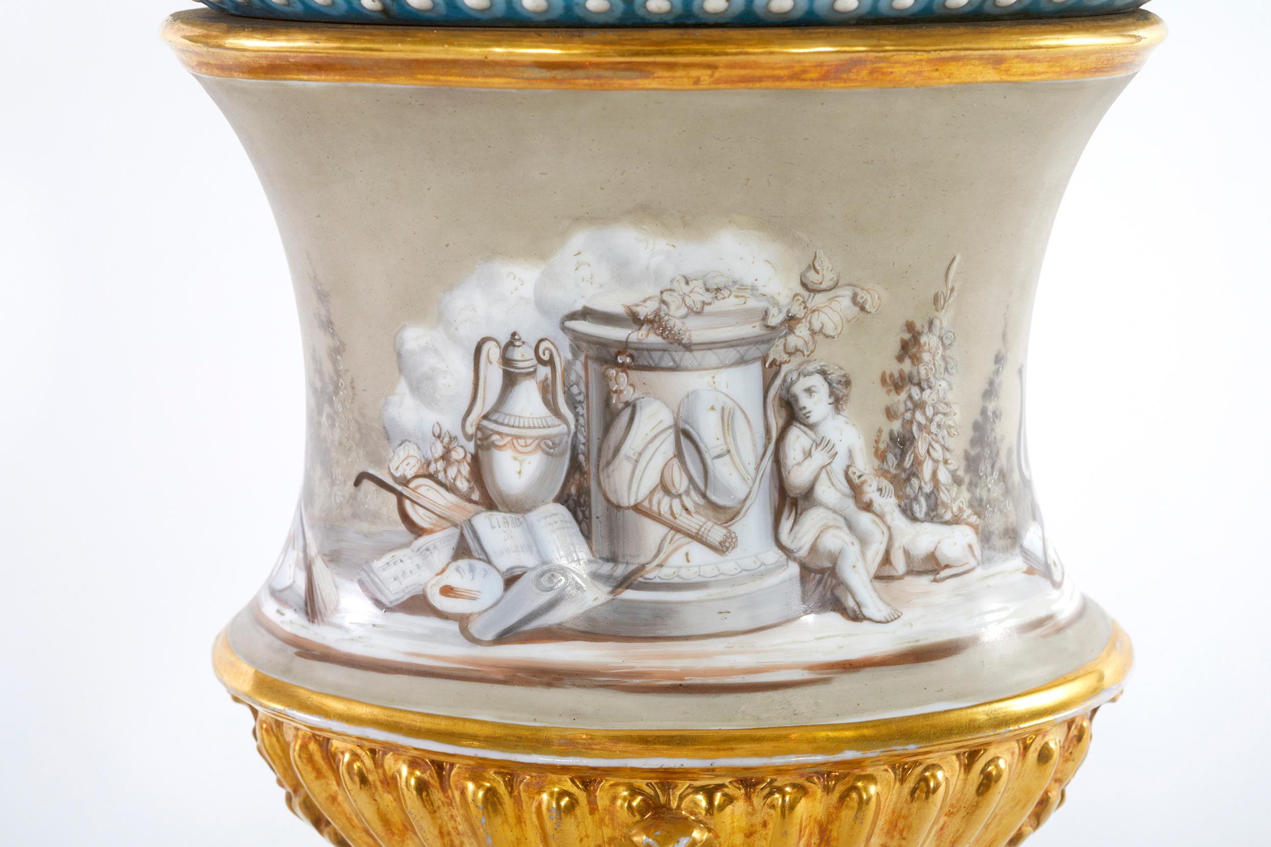 19th Century Pair Porcelain Vases / Urns For Sale 4