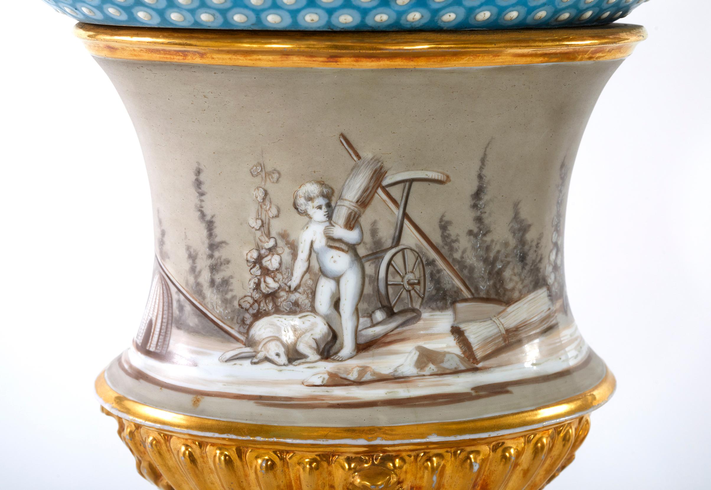 19th Century Pair Porcelain Vases / Urns For Sale 6