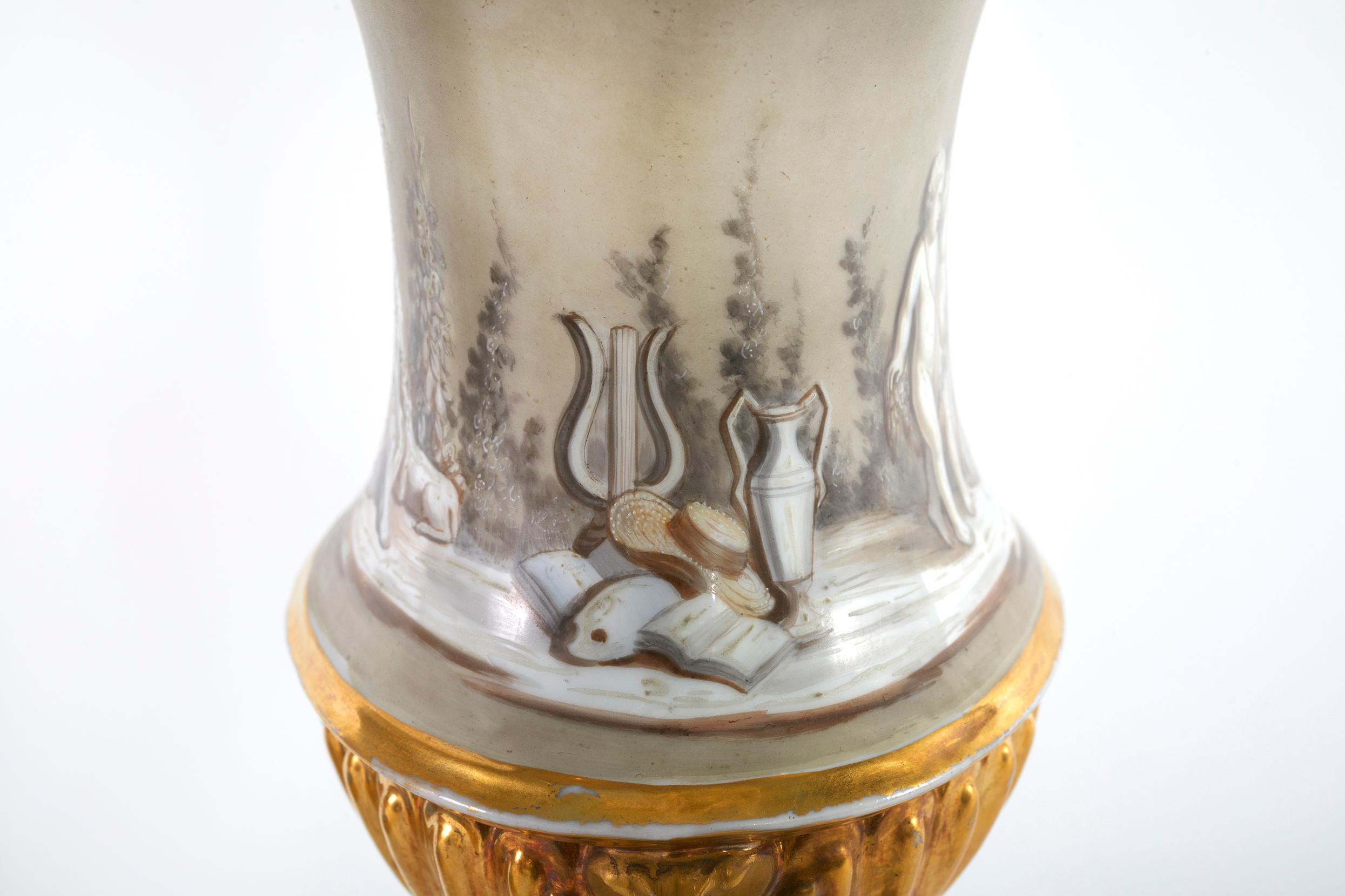 19th Century Pair Porcelain Vases / Urns For Sale 2