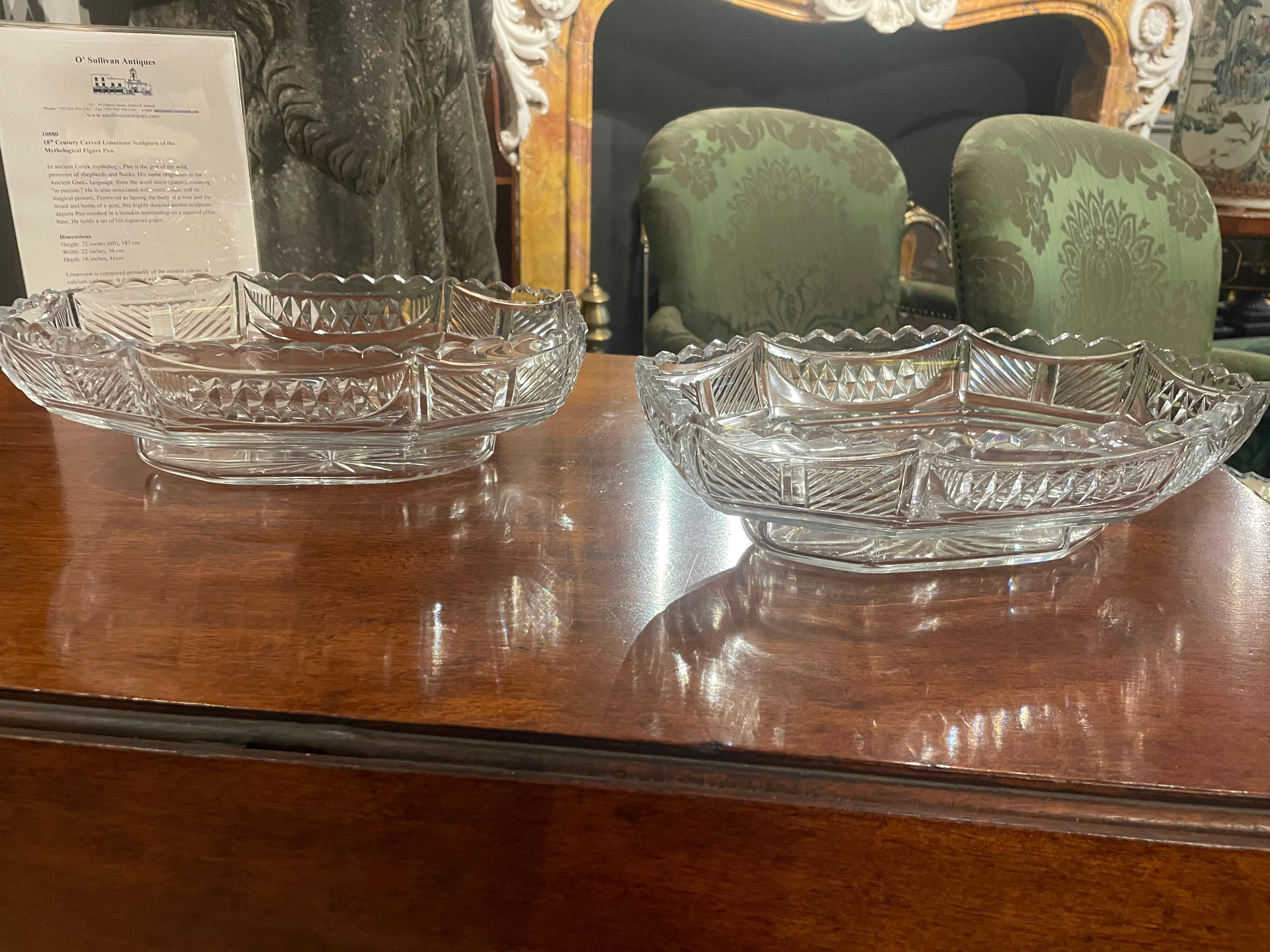 English 19th Century Pair Regency Cut Glass Bon-Bon Dishes For Sale