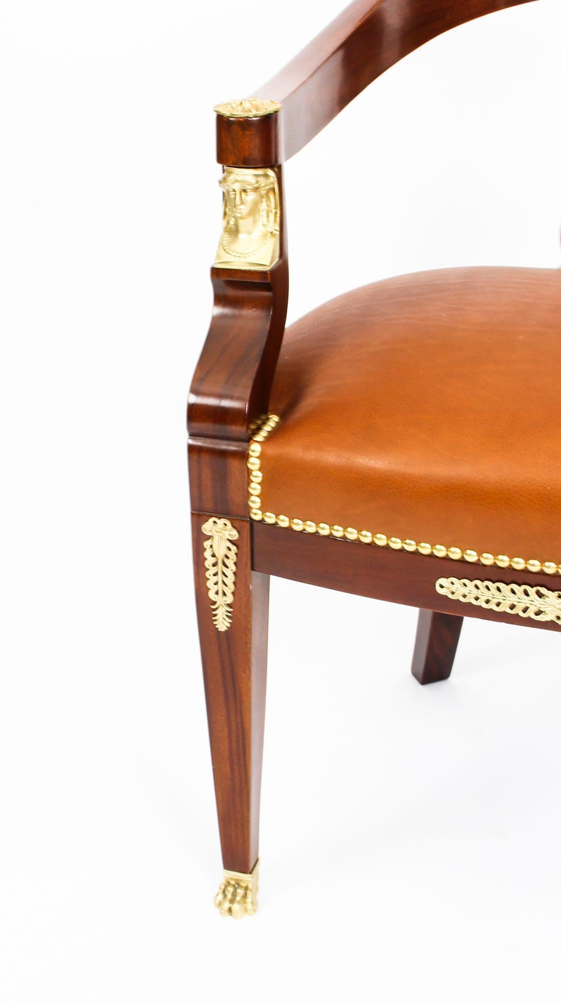 19th Century Pair Second Empire Mahogany Tub Arm Desk Chair 2