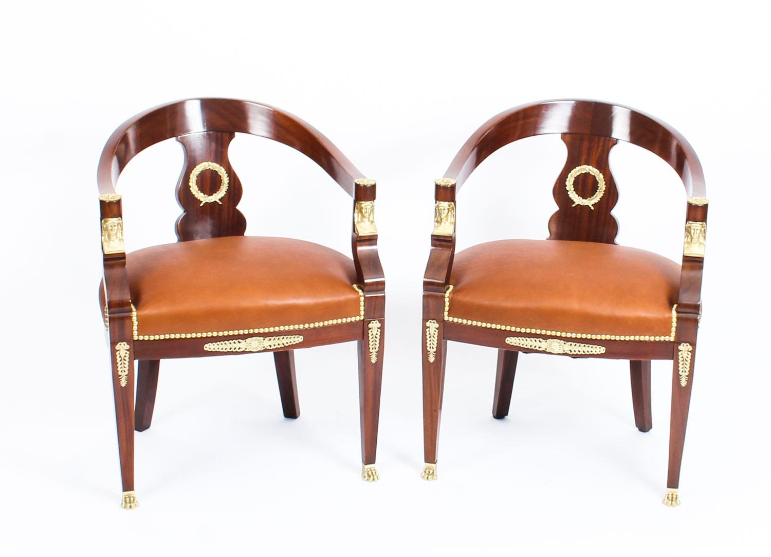 19th Century Pair Second Empire Mahogany Tub Arm Desk Chair 6