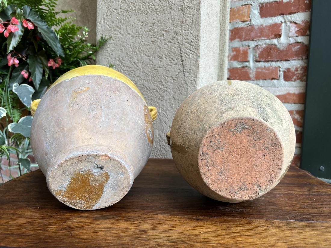 Ensemble de 2 pots à confiture français du 19ème siècle en poterie émaillée jaune provinciale en vente 4