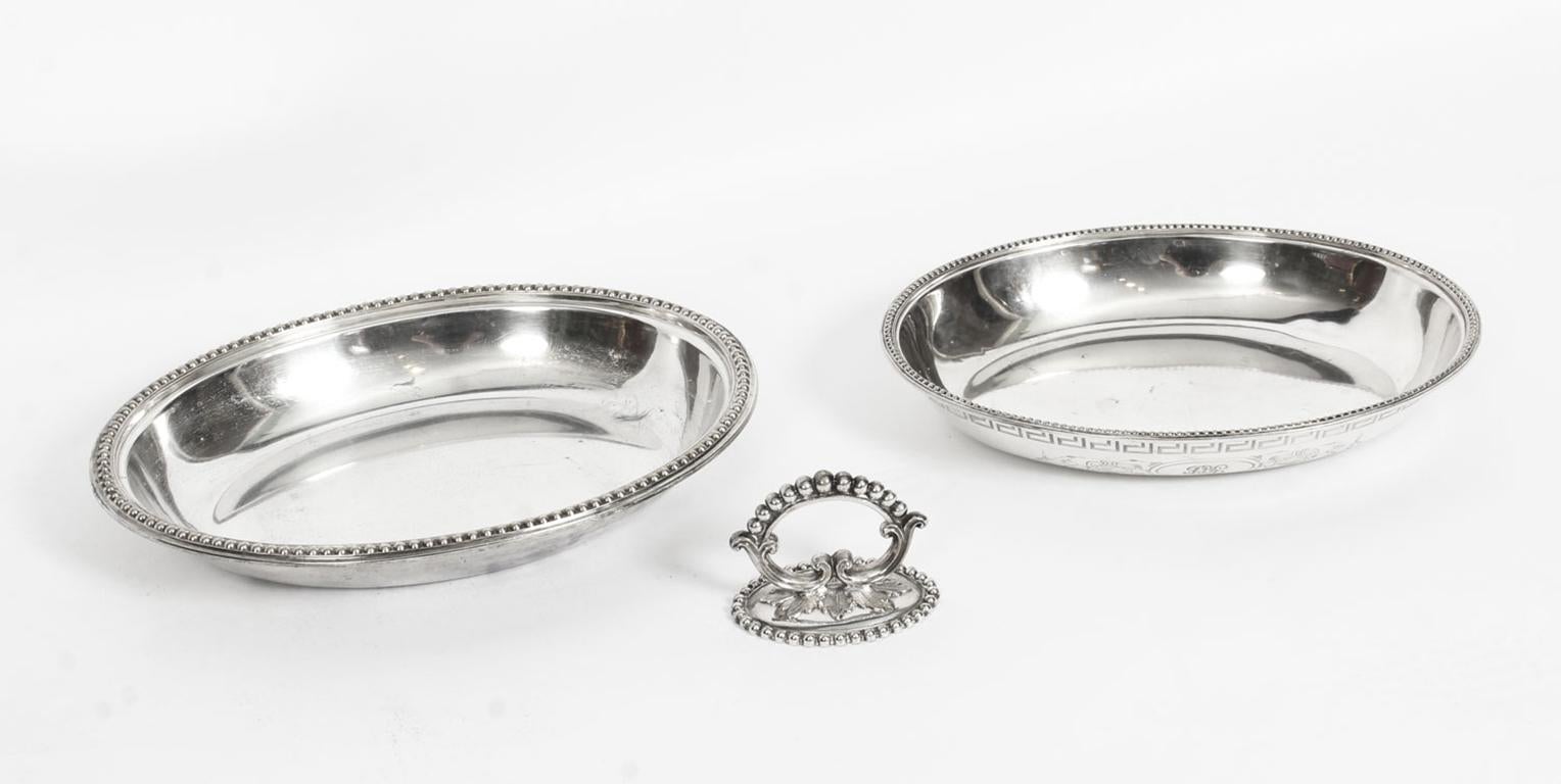 19th Century Pair of Silver Plated Entree Dishes with Greek Key 2