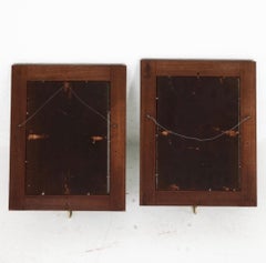 Par de espejos de pared suecos del siglo XIX, estilo Imperio, de madera de abedul, con candelabros de latón
